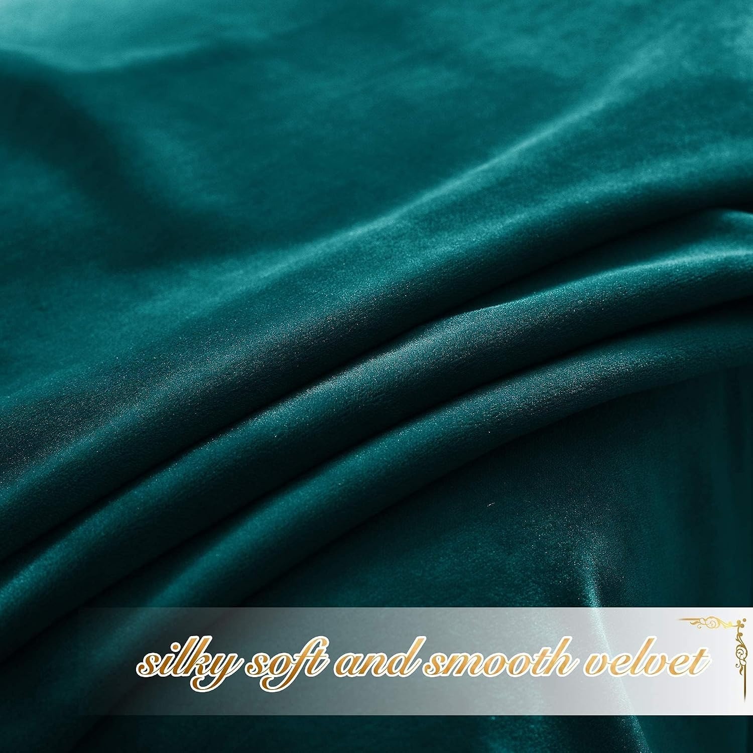 image:imageNICETOWN Black Velvet Blackout Curtains 96 inch Long 2 PanelsGreen Series Teal