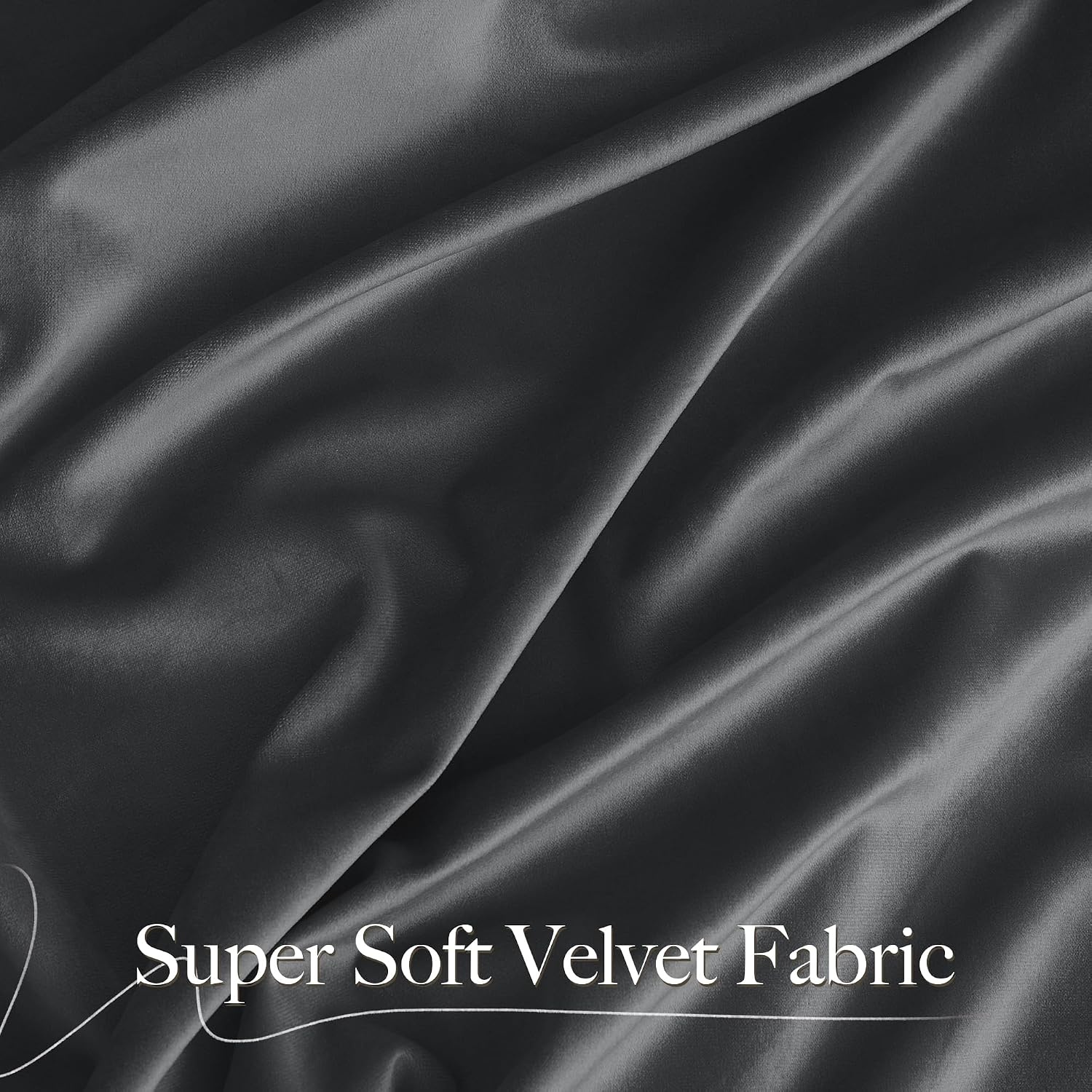 image:imageNICETOWN Black Velvet Blackout Curtains 96 inch Long 2 PanelsGrey Series Grey