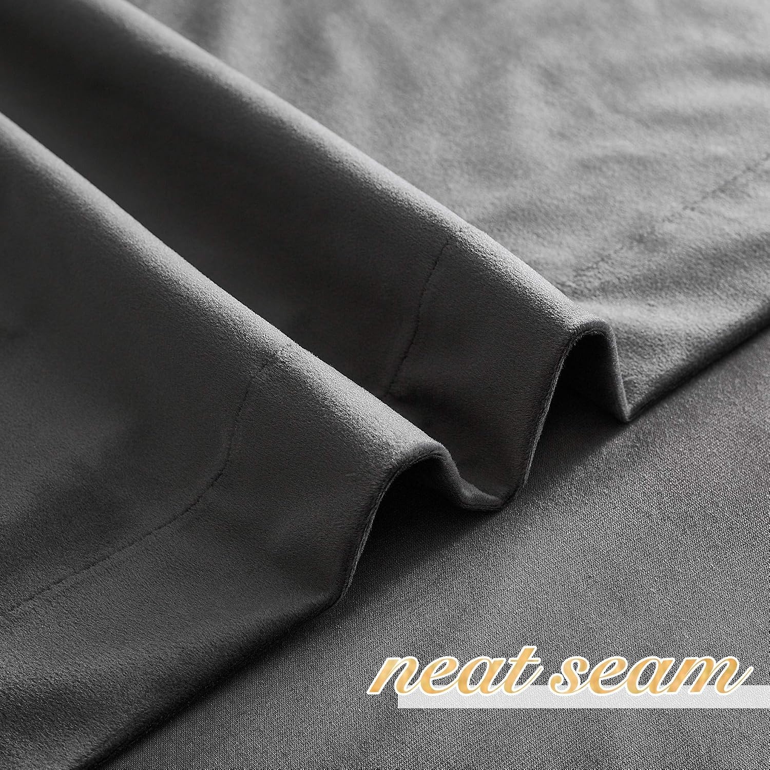image:imageNICETOWN Black Velvet Blackout Curtains 96 inch Long 2 PanelsGrey Series Grey