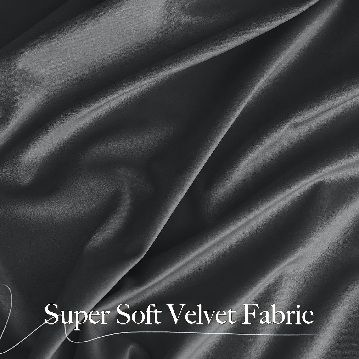 image:imageNICETOWN Black Velvet Blackout Curtains 96 inch Long 2 PanelsGrey Series Grey