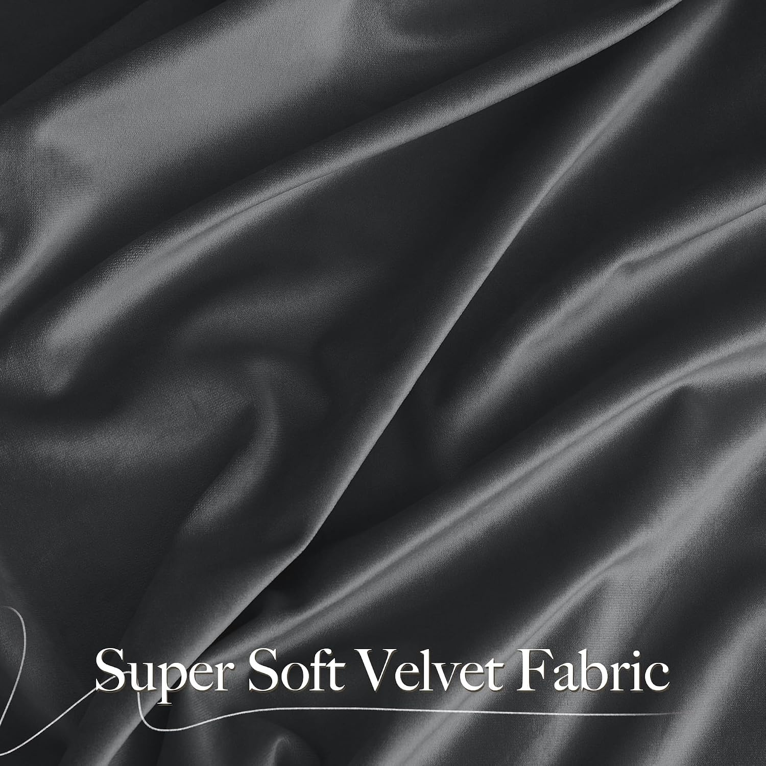 image:imageNICETOWN Black Velvet Blackout Curtains 96 inch Long 2 PanelsGrey Series Grey