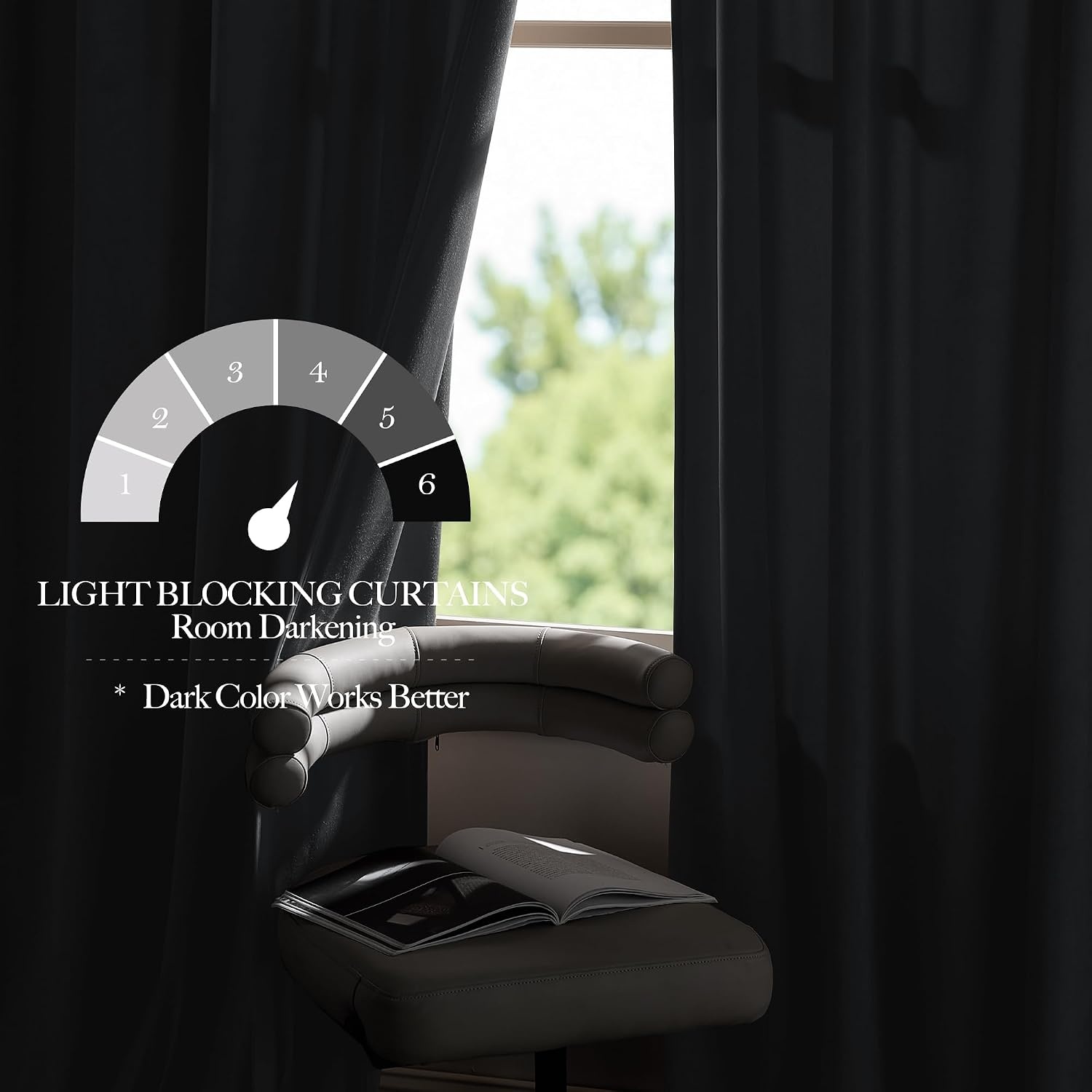 image:imageNICETOWN Black Velvet Blackout Curtains 96 inch Long 2 PanelsGrey Series Grey
