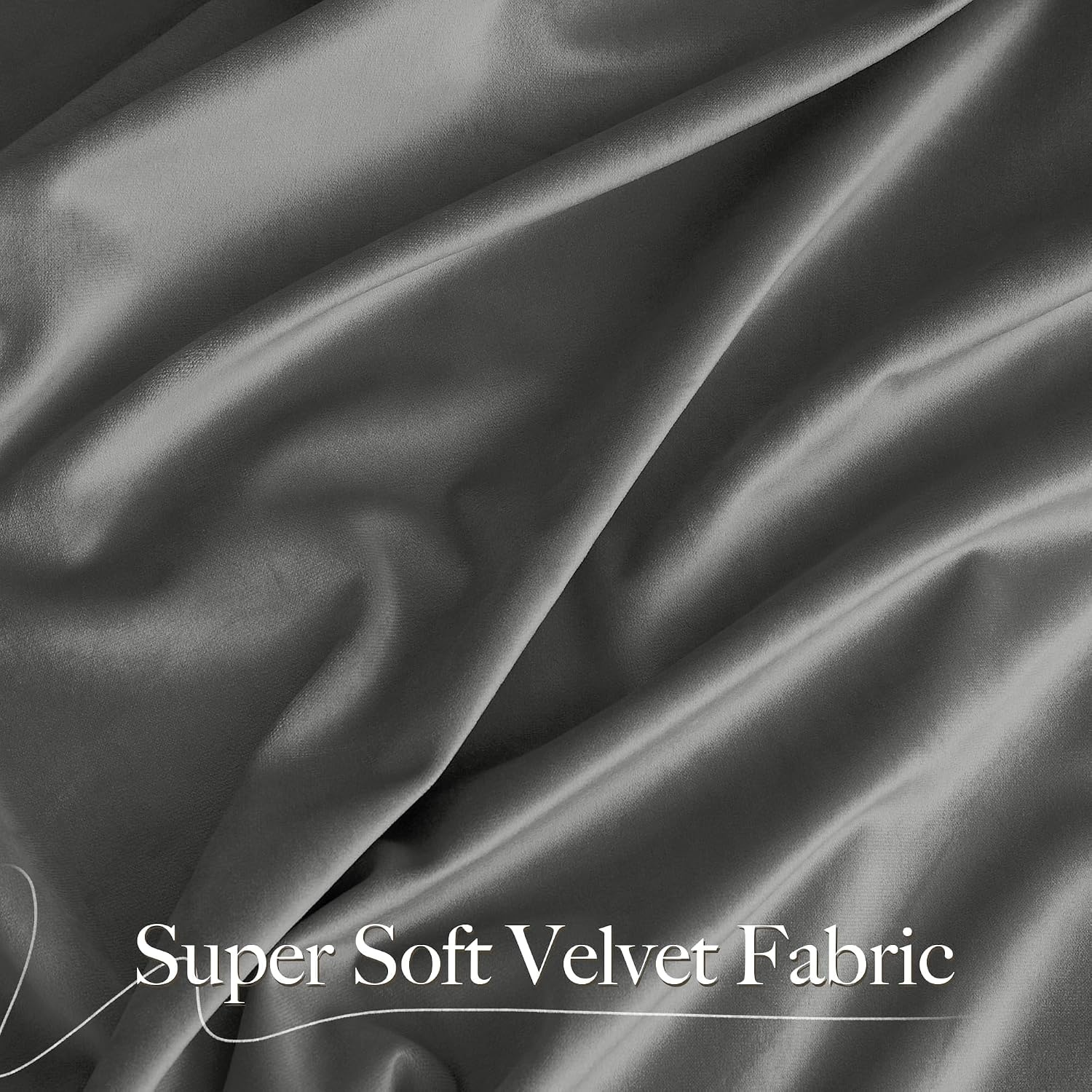 image:imageNICETOWN Black Velvet Blackout Curtains 96 inch Long 2 PanelsGrey Series Light Grey
