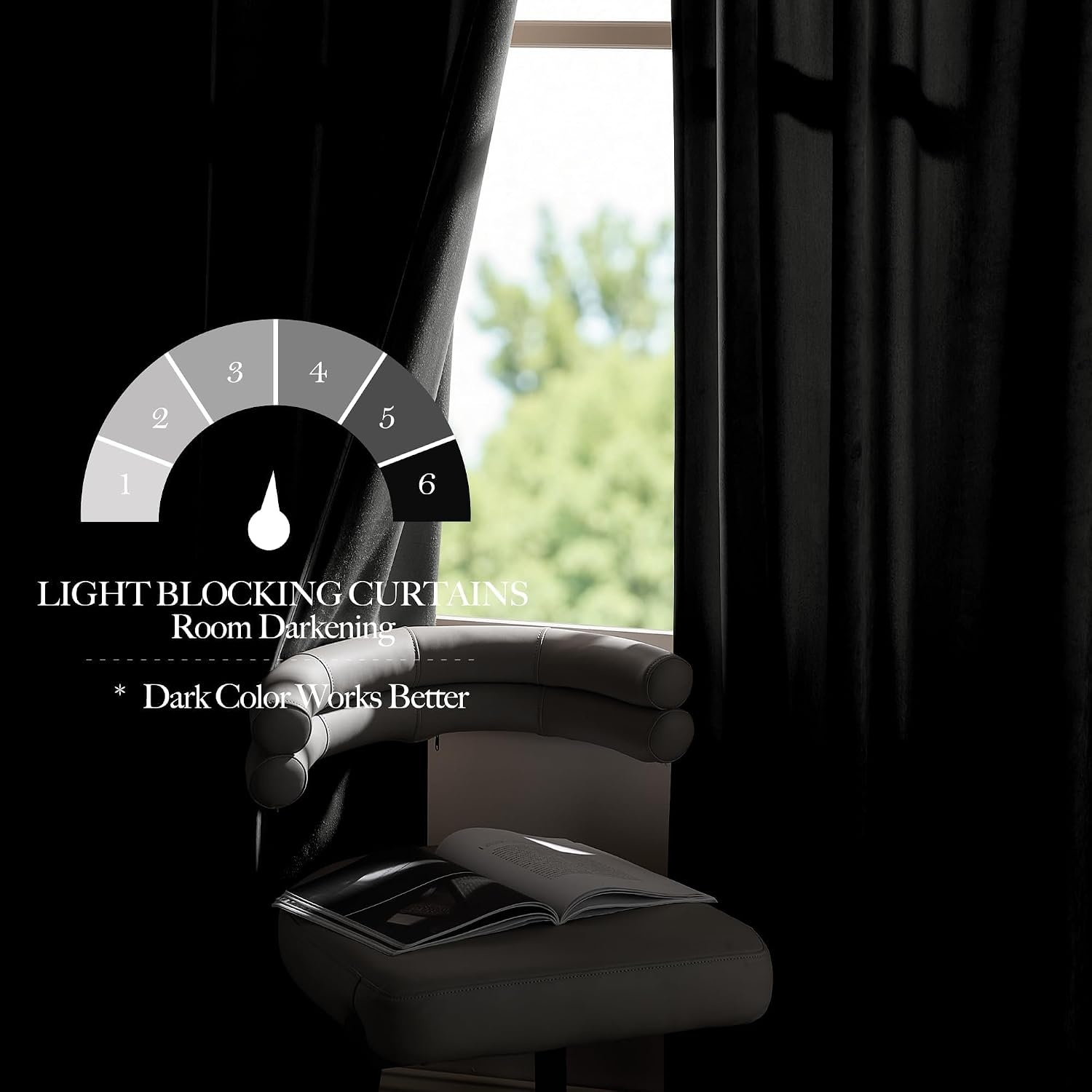 image:imageNICETOWN Black Velvet Blackout Curtains 96 inch Long 2 PanelsGrey Series Light Grey