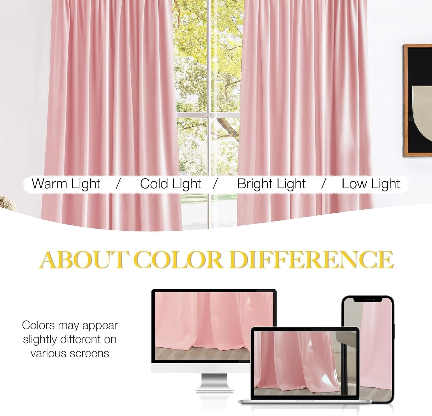image:imageNICETOWN Black Velvet Blackout Curtains 96 inch Long 2 PanelsPink Series Baby Pink