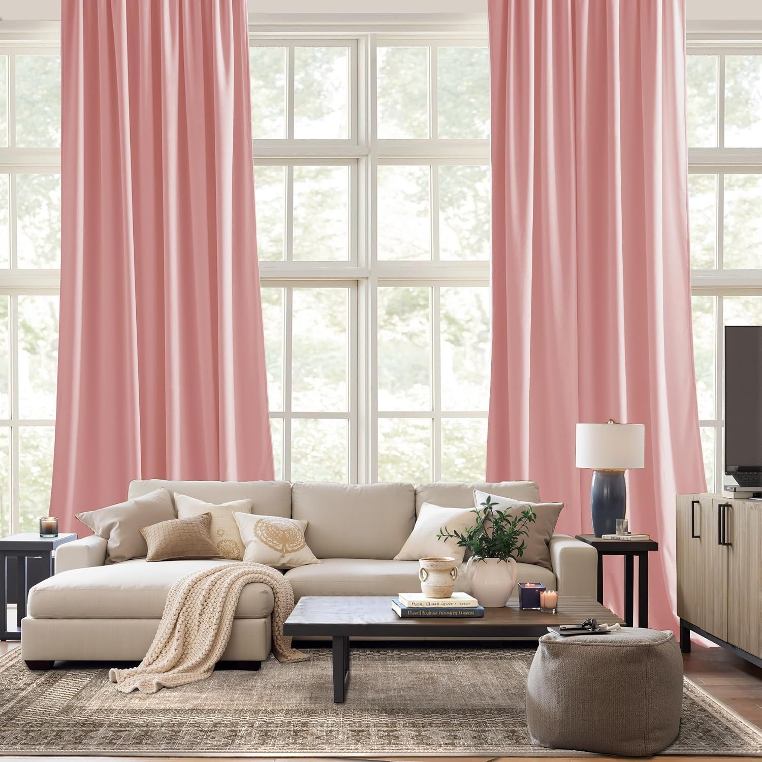 image:imageNICETOWN Black Velvet Blackout Curtains 96 inch Long 2 PanelsPink Series Blush Pink