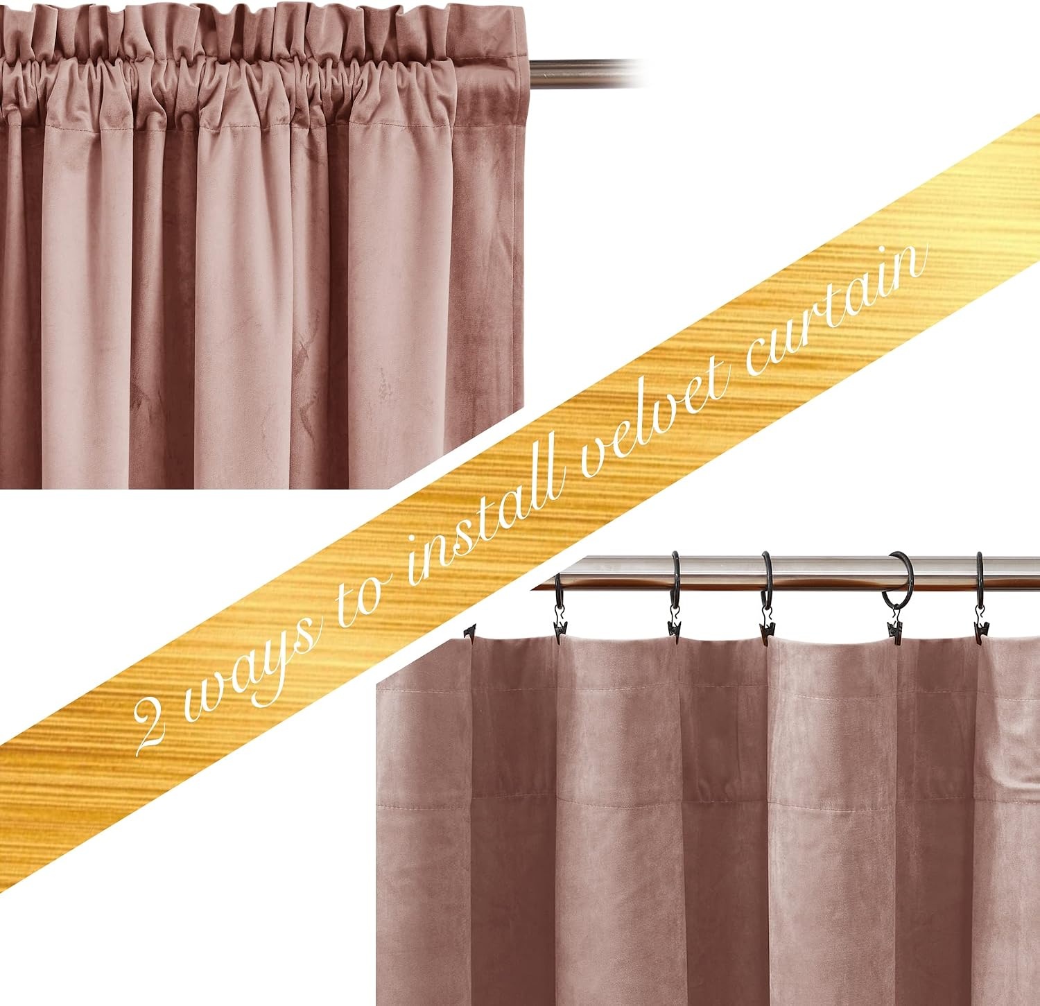 image:imageNICETOWN Black Velvet Blackout Curtains 96 inch Long 2 PanelsPink Series Dusty Pink