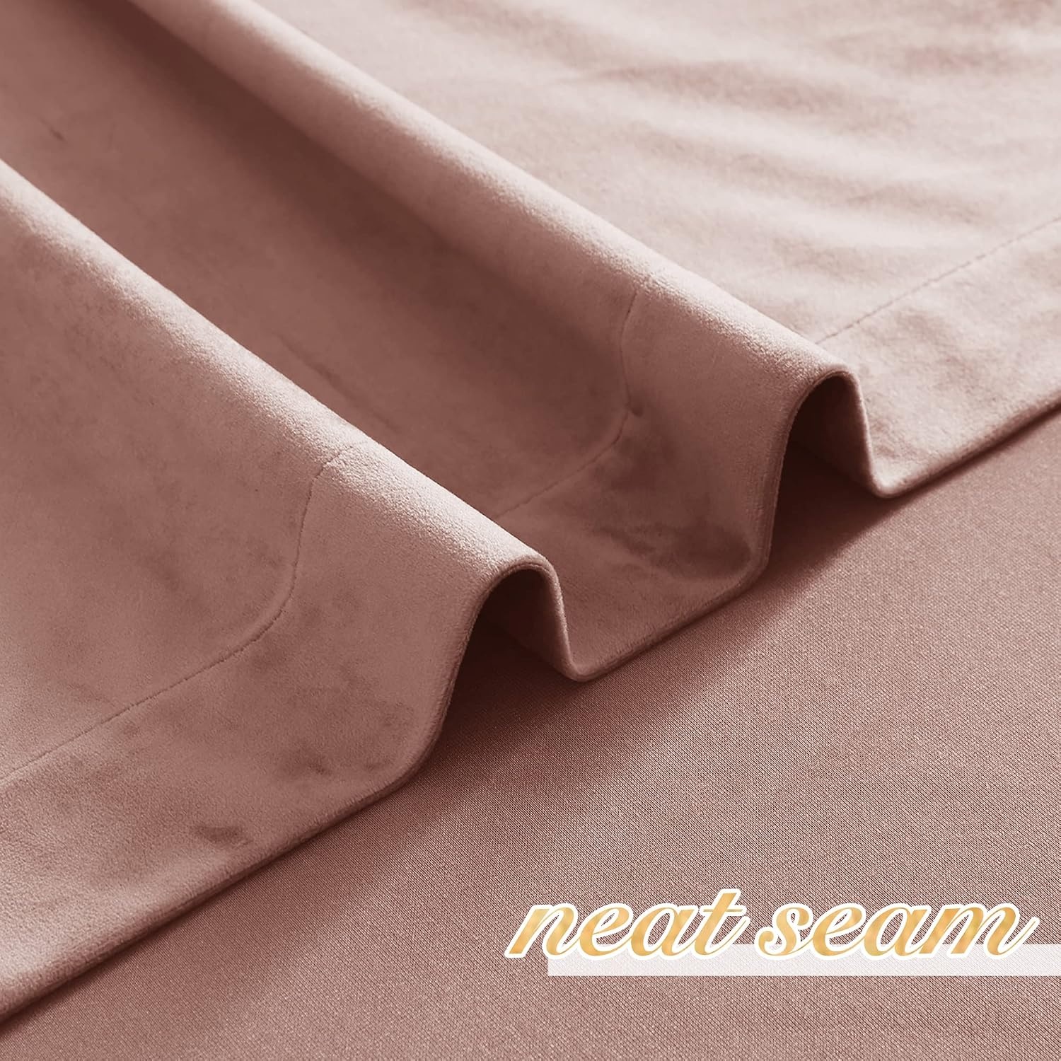 image:imageNICETOWN Black Velvet Blackout Curtains 96 inch Long 2 PanelsPink Series Dusty Pink