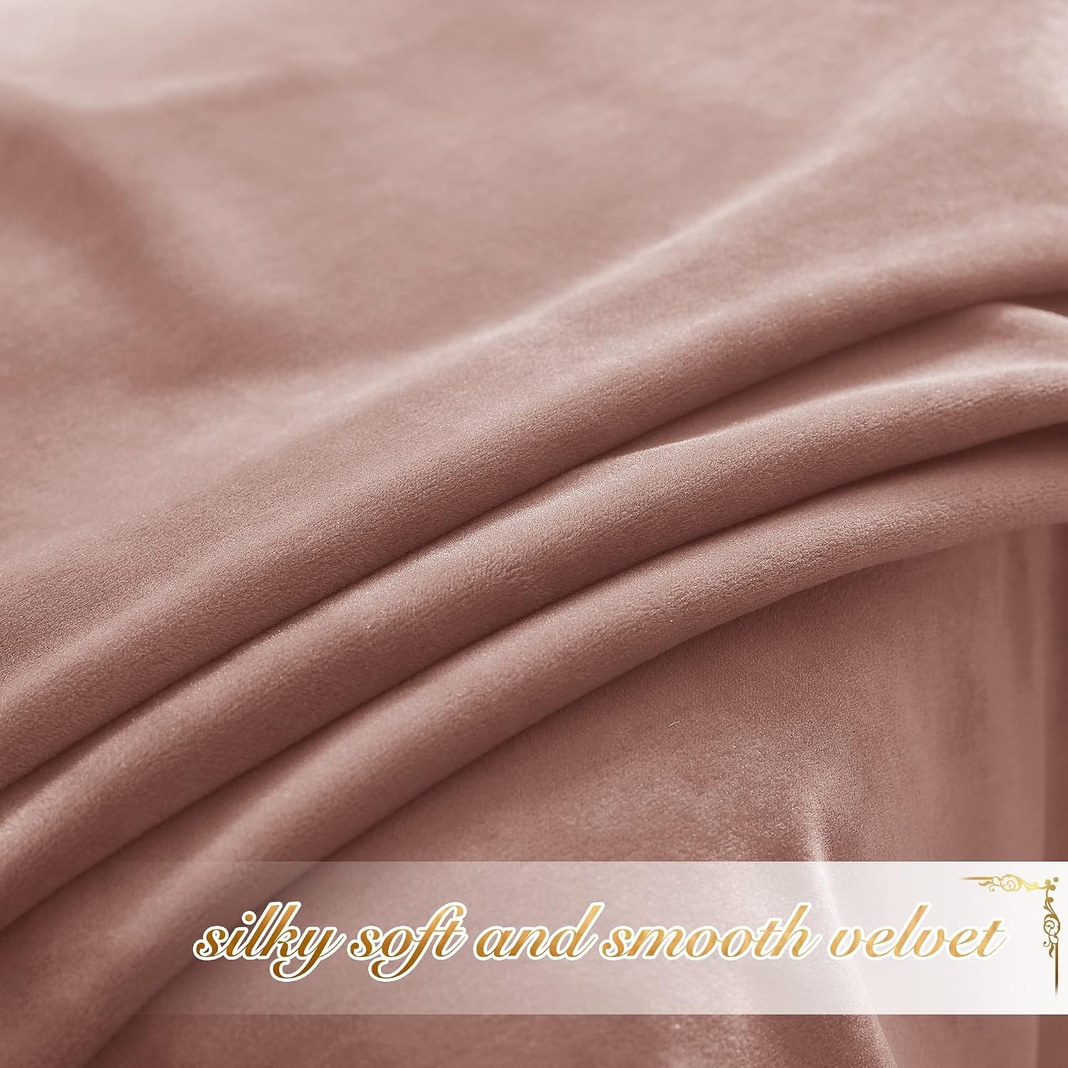 image:imageNICETOWN Black Velvet Blackout Curtains 96 inch Long 2 PanelsPink Series Dusty Pink