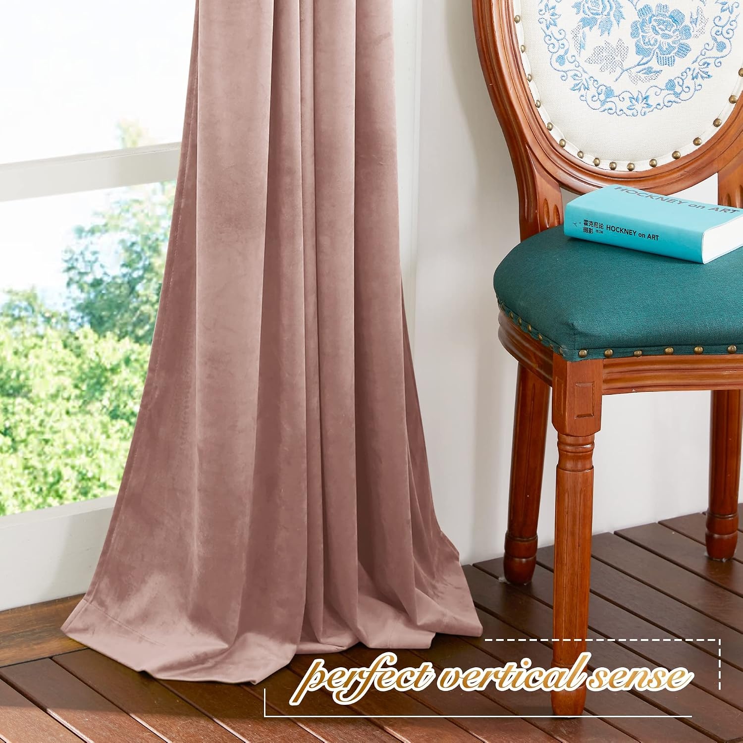 image:imageNICETOWN Black Velvet Blackout Curtains 96 inch Long 2 PanelsPink Series Dusty Pink