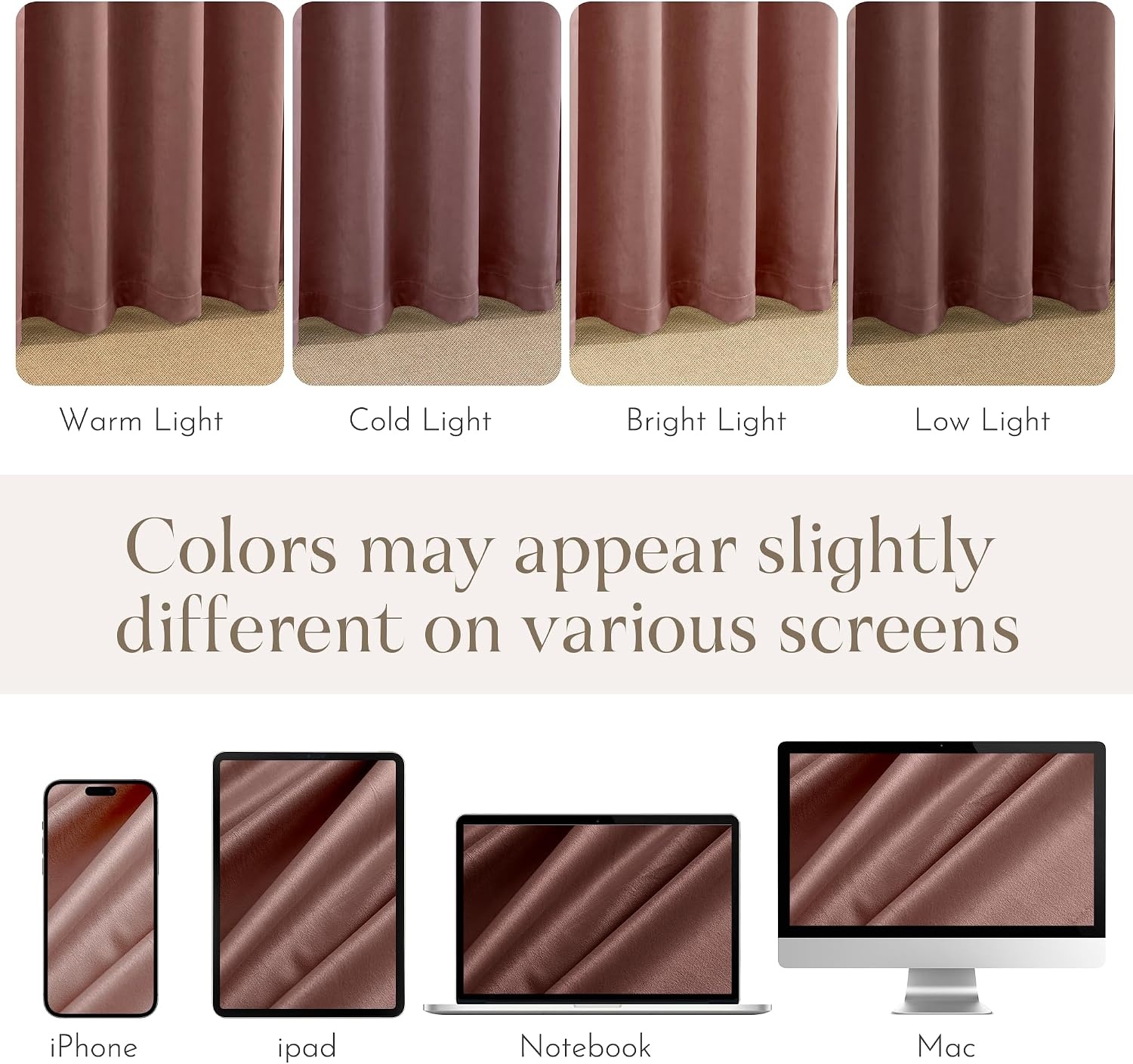 image:imageNICETOWN Black Velvet Blackout Curtains 96 inch Long 2 PanelsPink Series Dusty Rose Pink