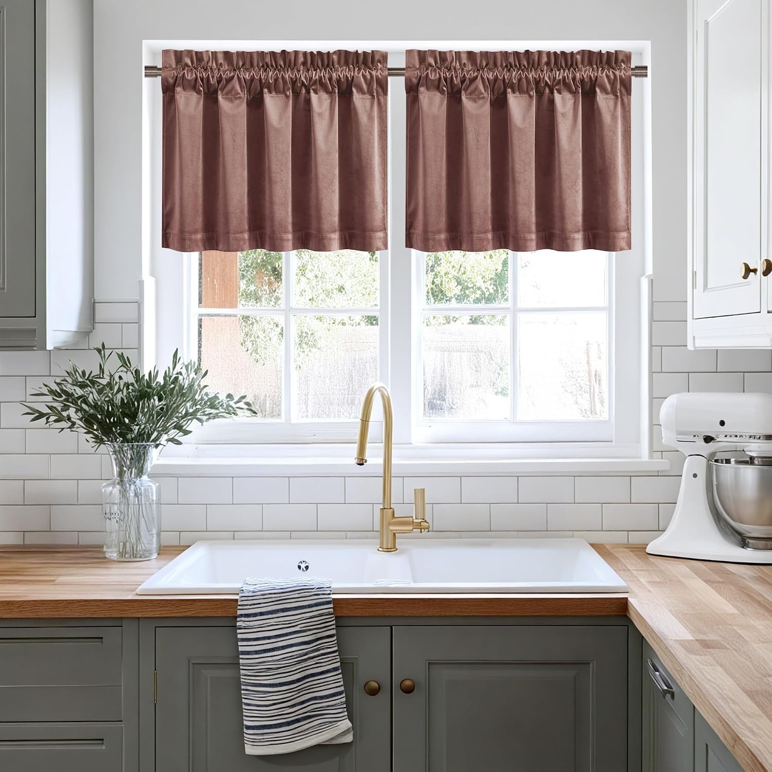 image:imageNICETOWN Black Velvet Blackout Curtains 96 inch Long 2 PanelsPink Series Dusty Rose Pink