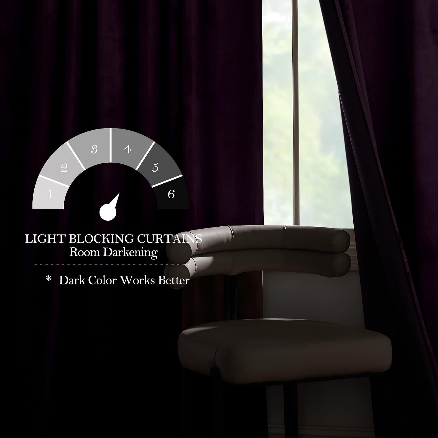image:imageNICETOWN Black Velvet Blackout Curtains 96 inch Long 2 PanelsPurple Series Dark Purple