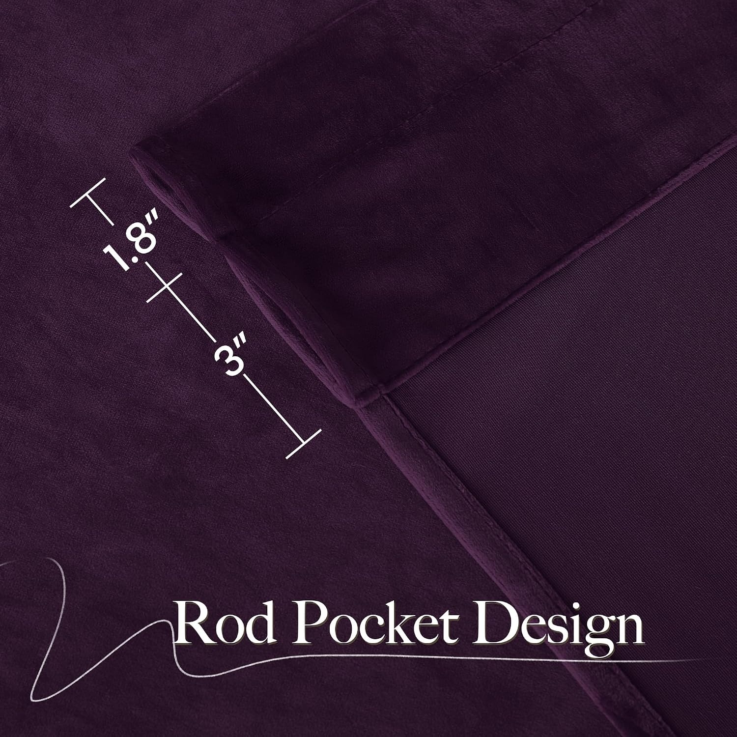 image:imageNICETOWN Black Velvet Blackout Curtains 96 inch Long 2 PanelsPurple Series Dark Purple