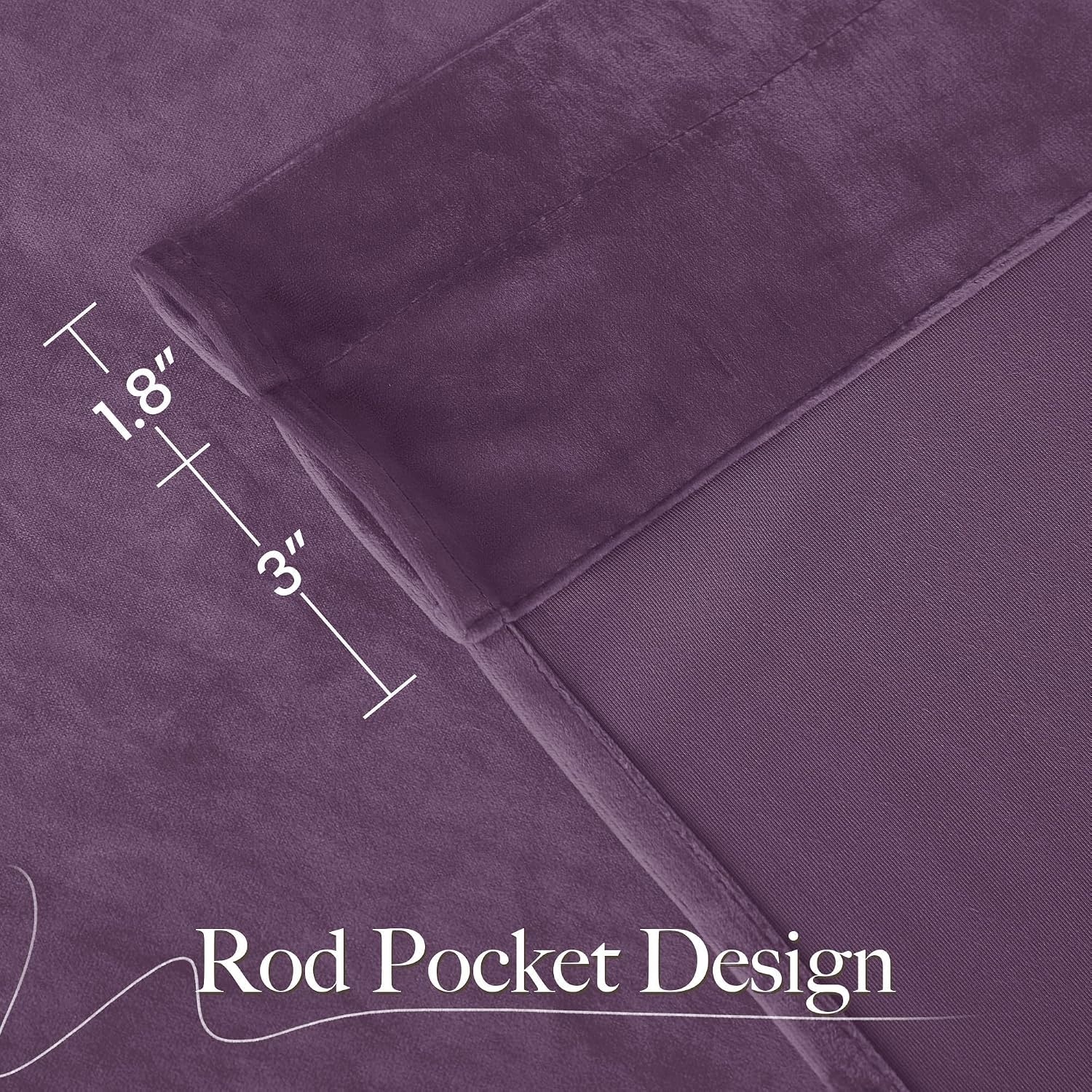 image:imageNICETOWN Black Velvet Blackout Curtains 96 inch Long 2 PanelsPurple Series Lavender Purple