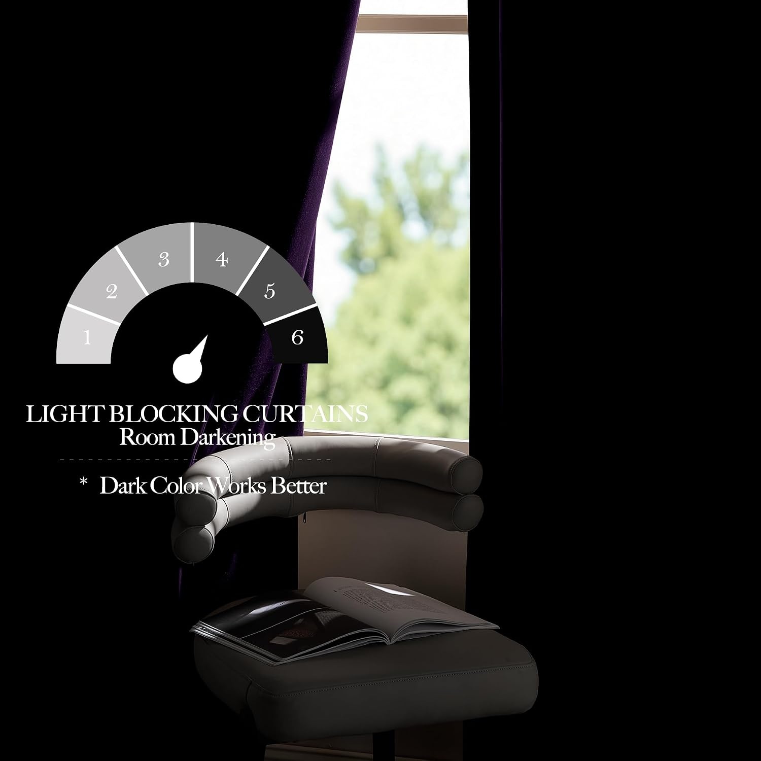 image:imageNICETOWN Black Velvet Blackout Curtains 96 inch Long 2 PanelsPurple Series Purple