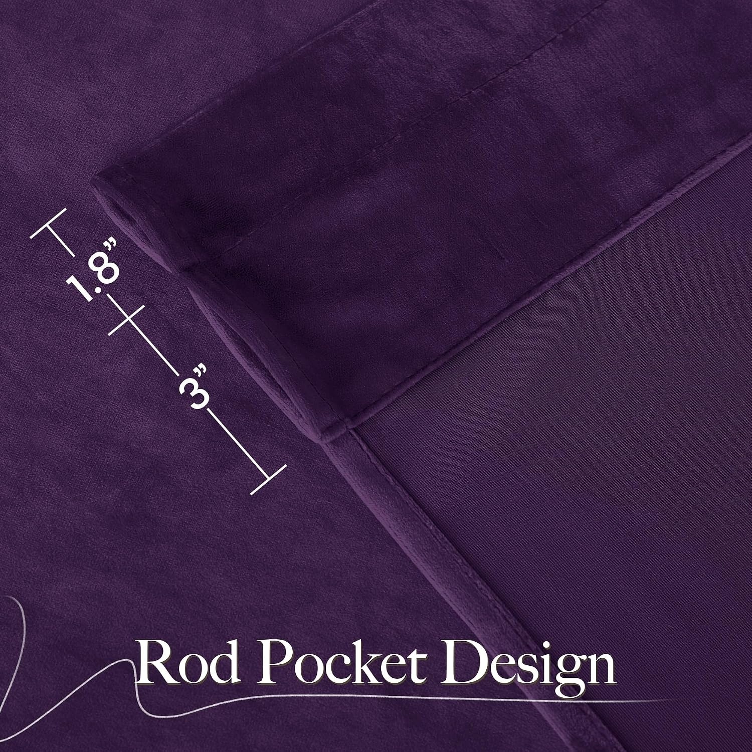 image:imageNICETOWN Black Velvet Blackout Curtains 96 inch Long 2 PanelsPurple Series Purple