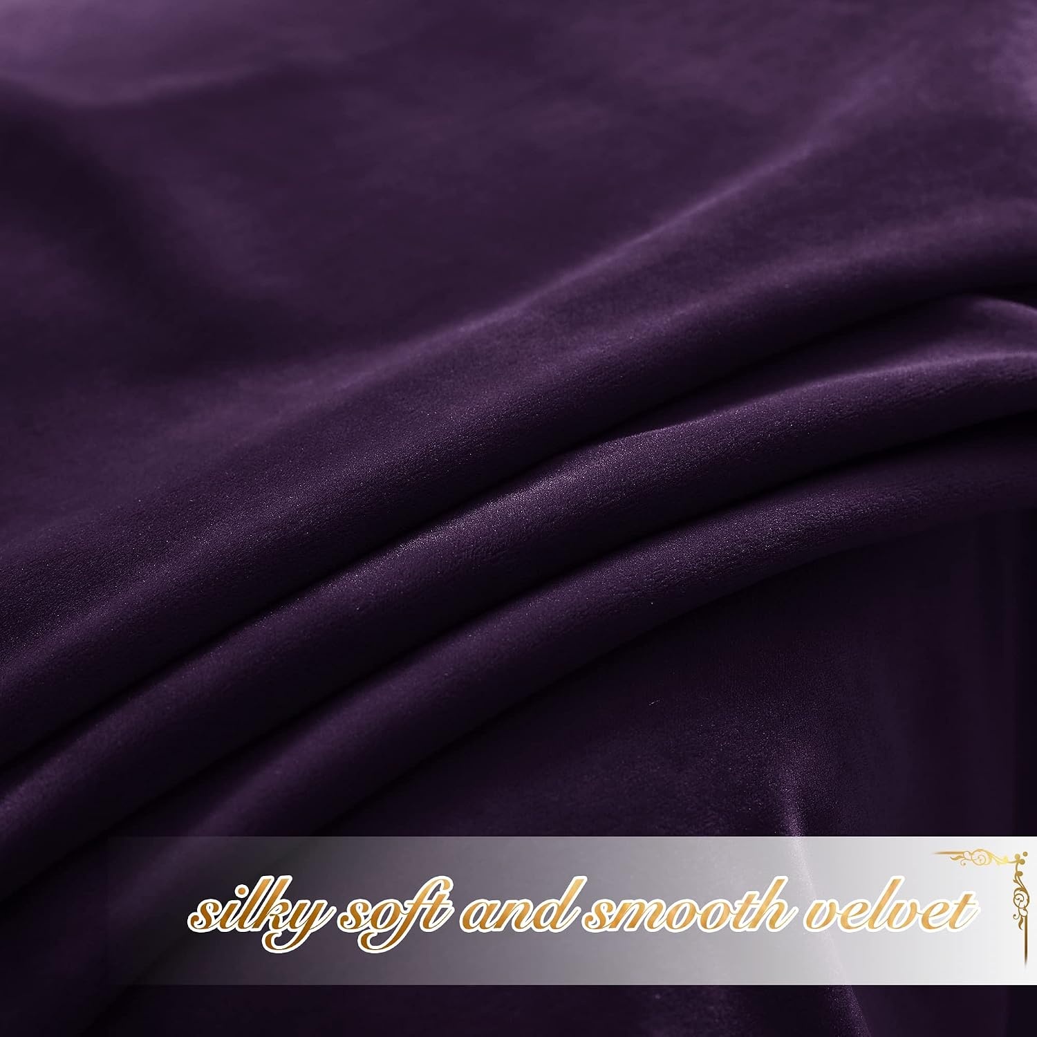 image:imageNICETOWN Black Velvet Blackout Curtains 96 inch Long 2 PanelsPurple Series Purple