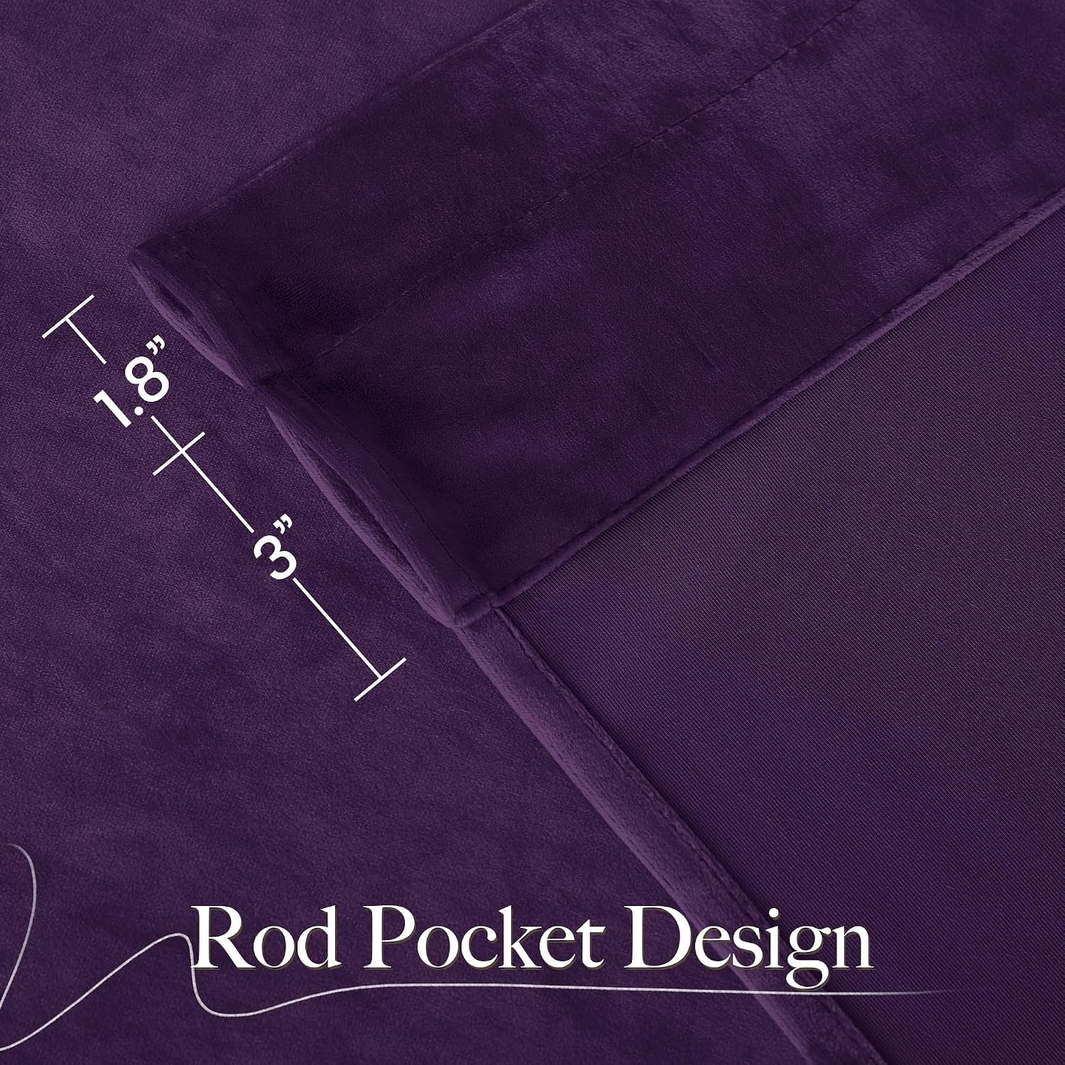 image:imageNICETOWN Black Velvet Blackout Curtains 96 inch Long 2 PanelsPurple Series Purple