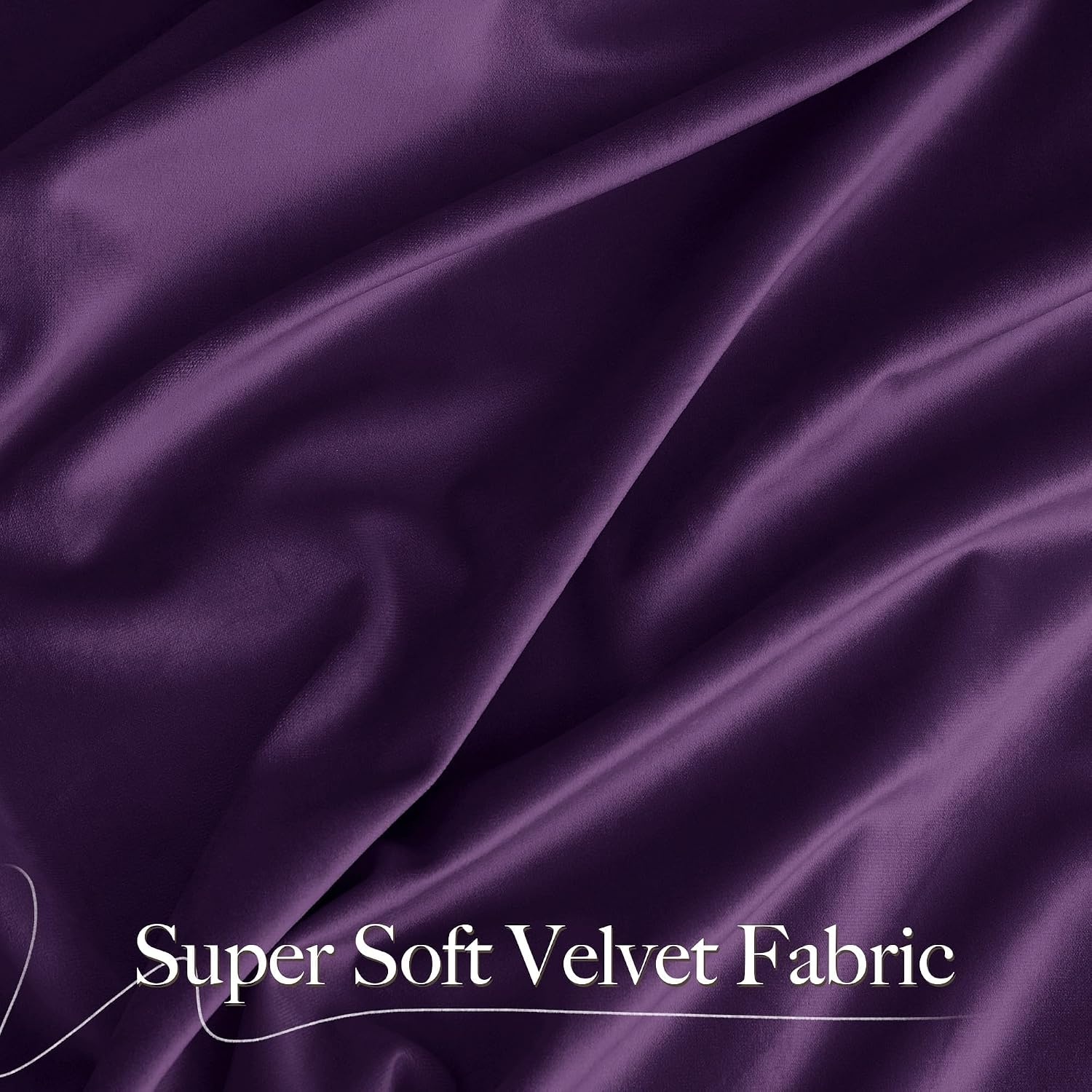image:imageNICETOWN Black Velvet Blackout Curtains 96 inch Long 2 PanelsPurple Series Purple