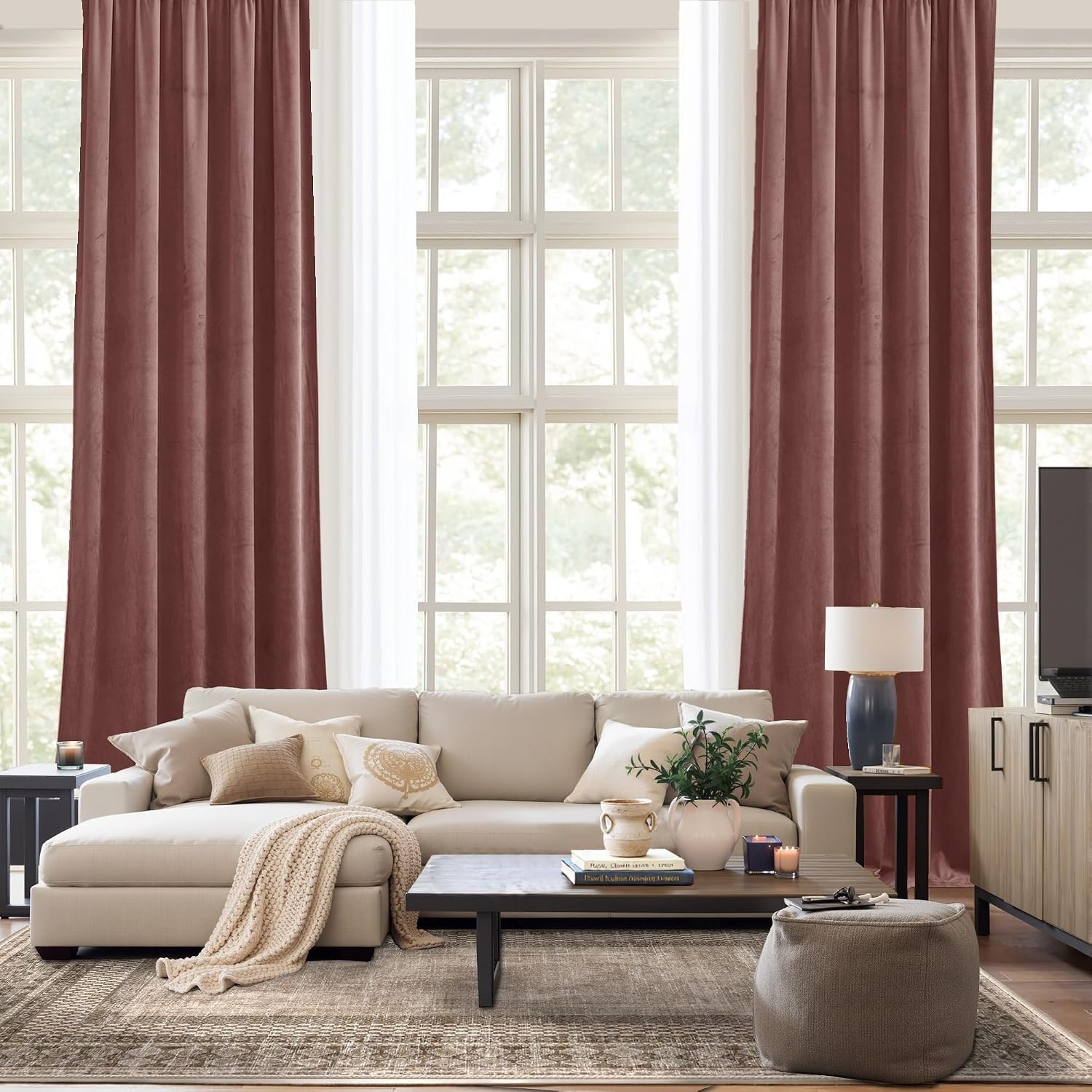 image:imageNICETOWN Black Velvet Blackout Curtains 96 inch Long 2 PanelsPurple Series Wild Rose