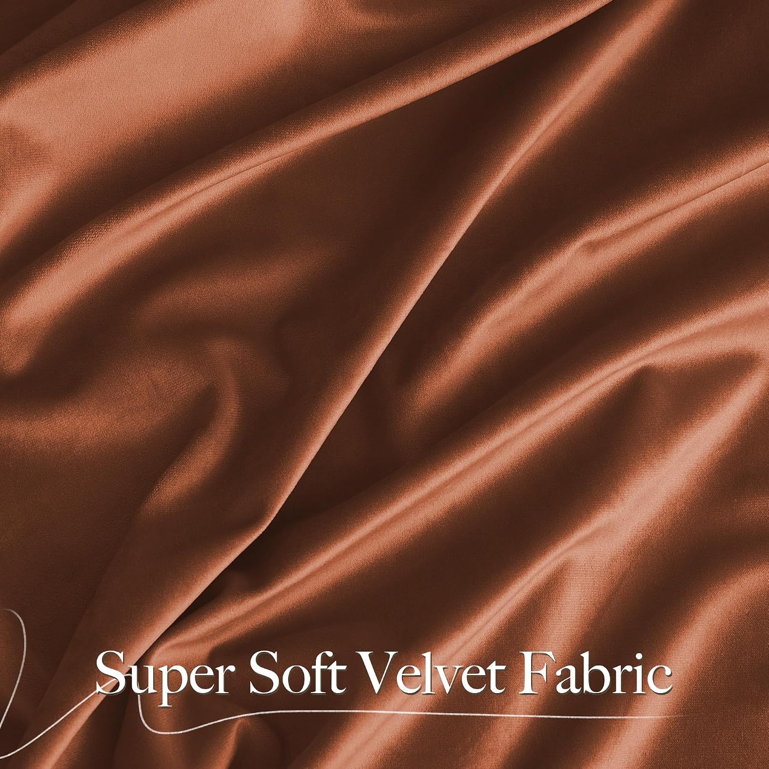 image:imageNICETOWN Black Velvet Blackout Curtains 96 inch Long 2 PanelsRed Series Burnt Orange