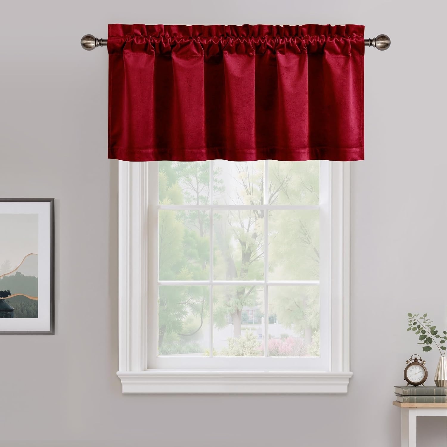 image:imageNICETOWN Black Velvet Blackout Curtains 96 inch Long 2 PanelsRed Series Red