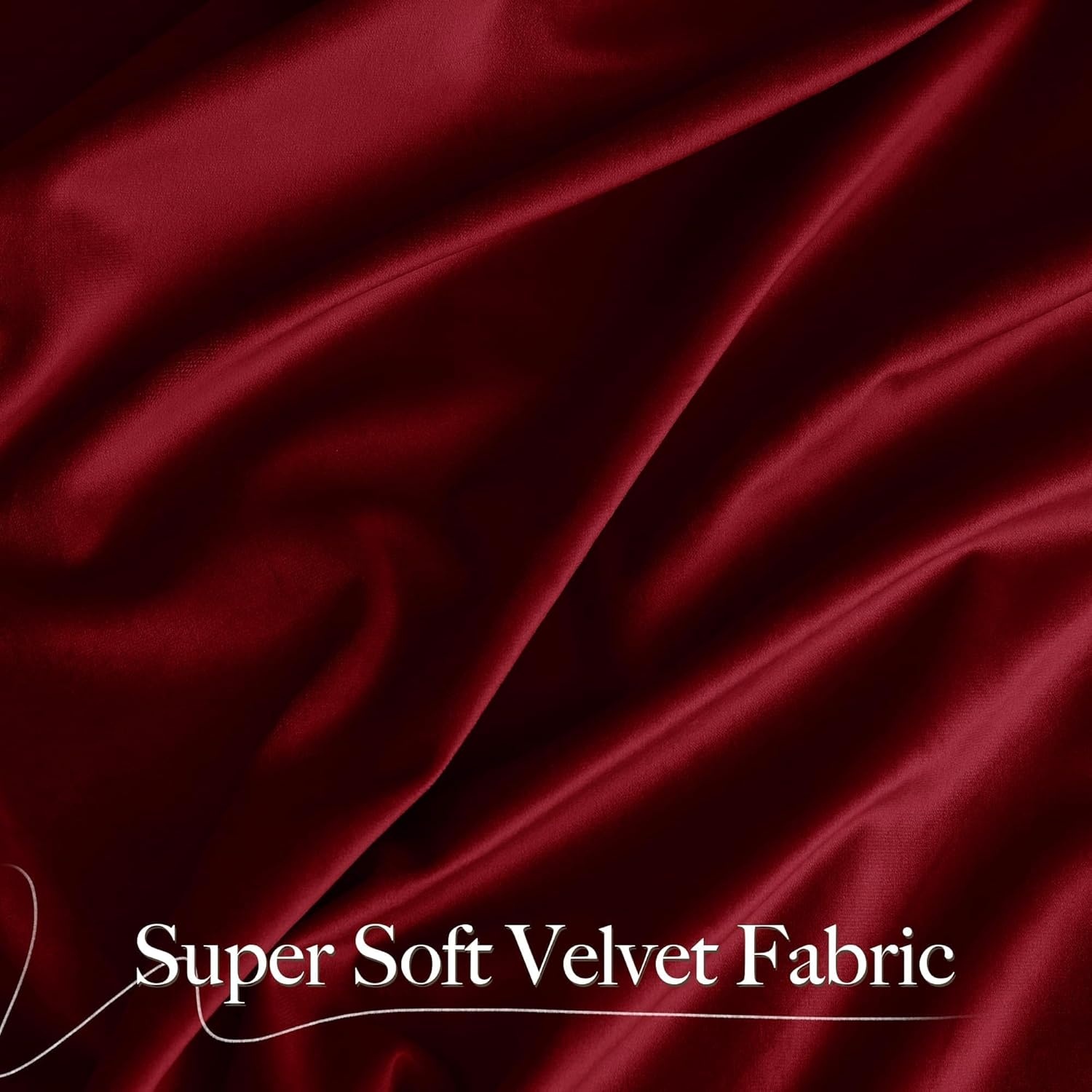 image:imageNICETOWN Black Velvet Blackout Curtains 96 inch Long 2 PanelsRed Series Red