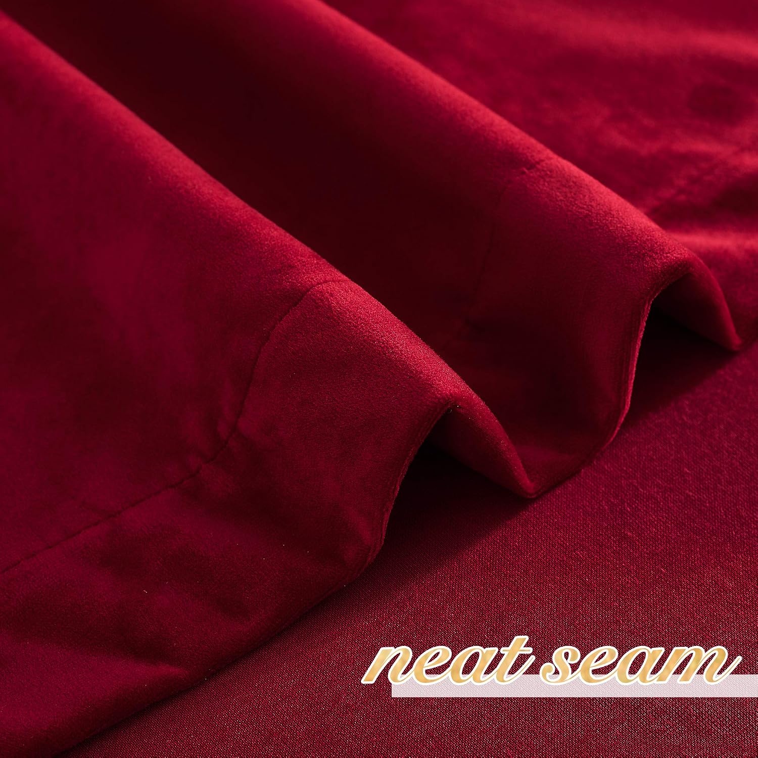 image:imageNICETOWN Black Velvet Blackout Curtains 96 inch Long 2 PanelsRed Series Red