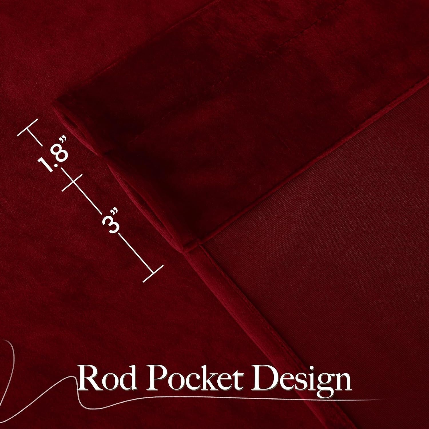 image:imageNICETOWN Black Velvet Blackout Curtains 96 inch Long 2 PanelsRed Series Red