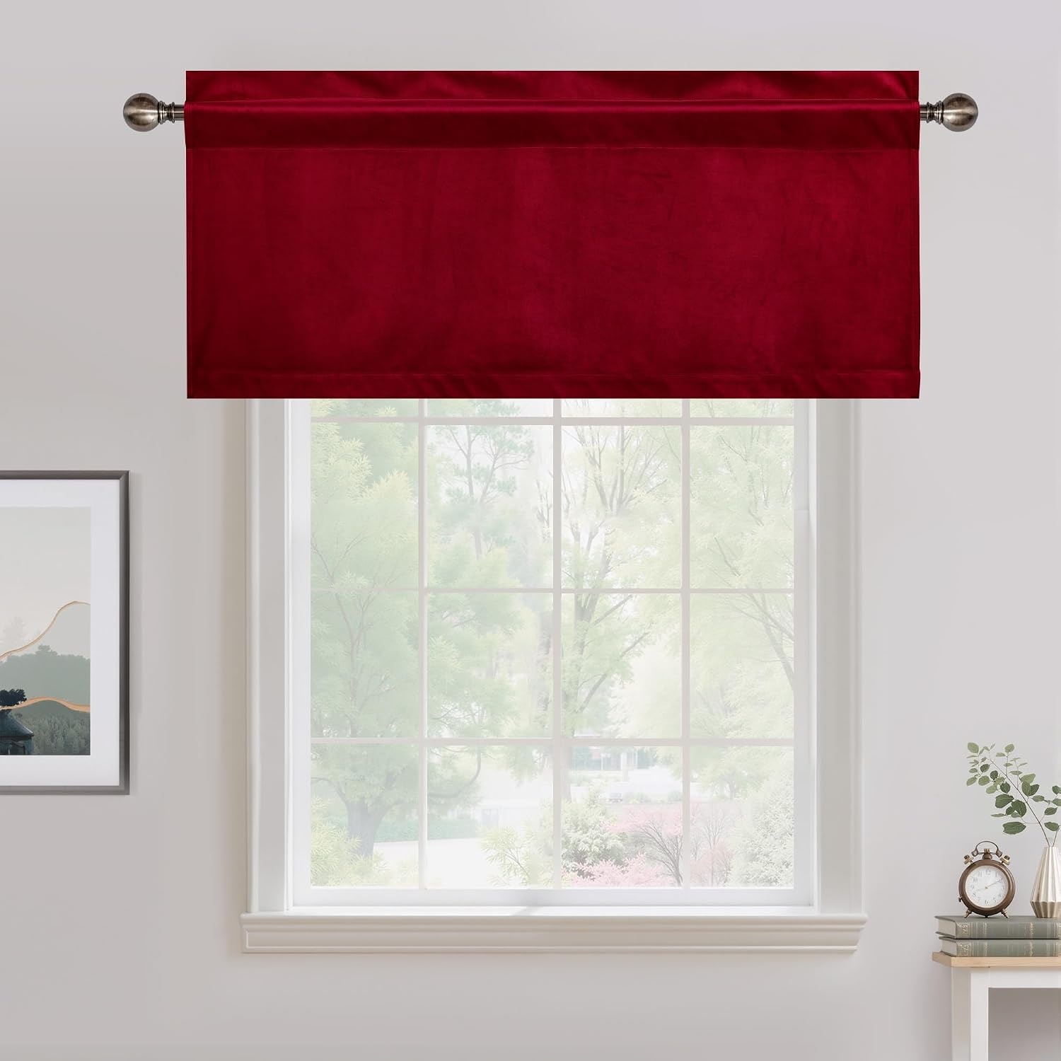 image:imageNICETOWN Black Velvet Blackout Curtains 96 inch Long 2 PanelsRed Series Red
