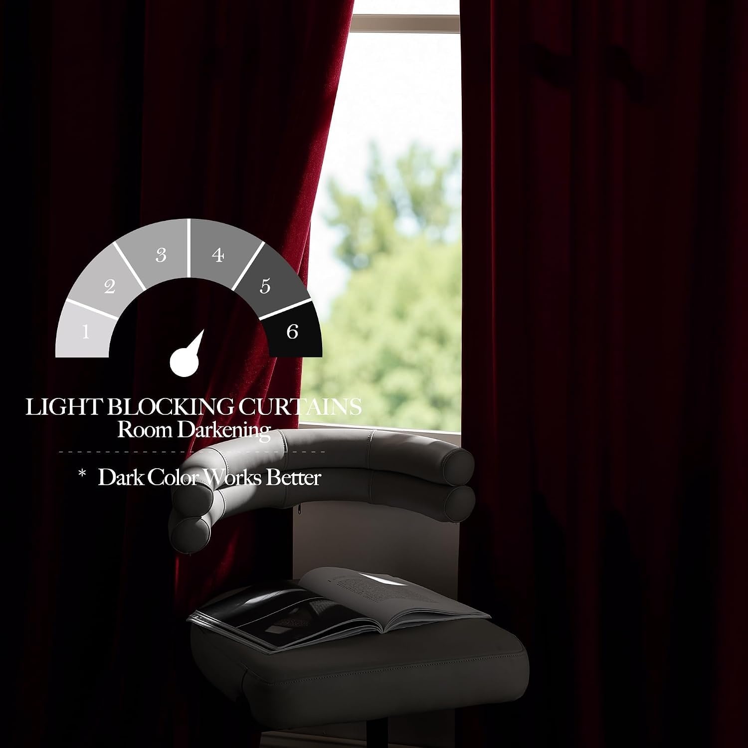 image:imageNICETOWN Black Velvet Blackout Curtains 96 inch Long 2 PanelsRed Series Red