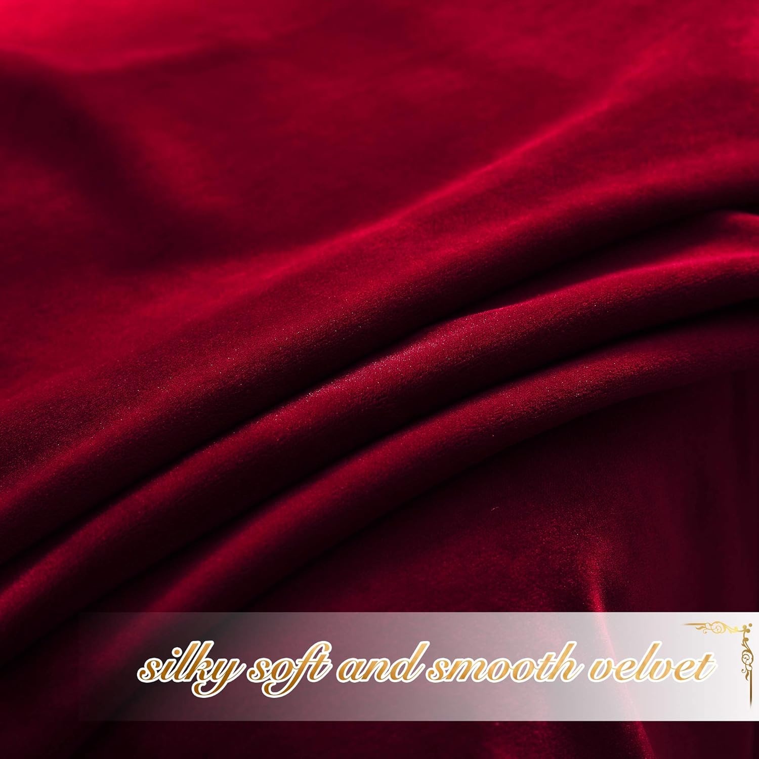 image:imageNICETOWN Black Velvet Blackout Curtains 96 inch Long 2 PanelsRed Series Red