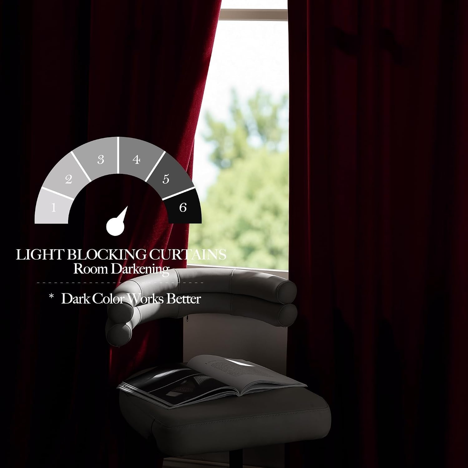 image:imageNICETOWN Black Velvet Blackout Curtains 96 inch Long 2 PanelsRed Series Red