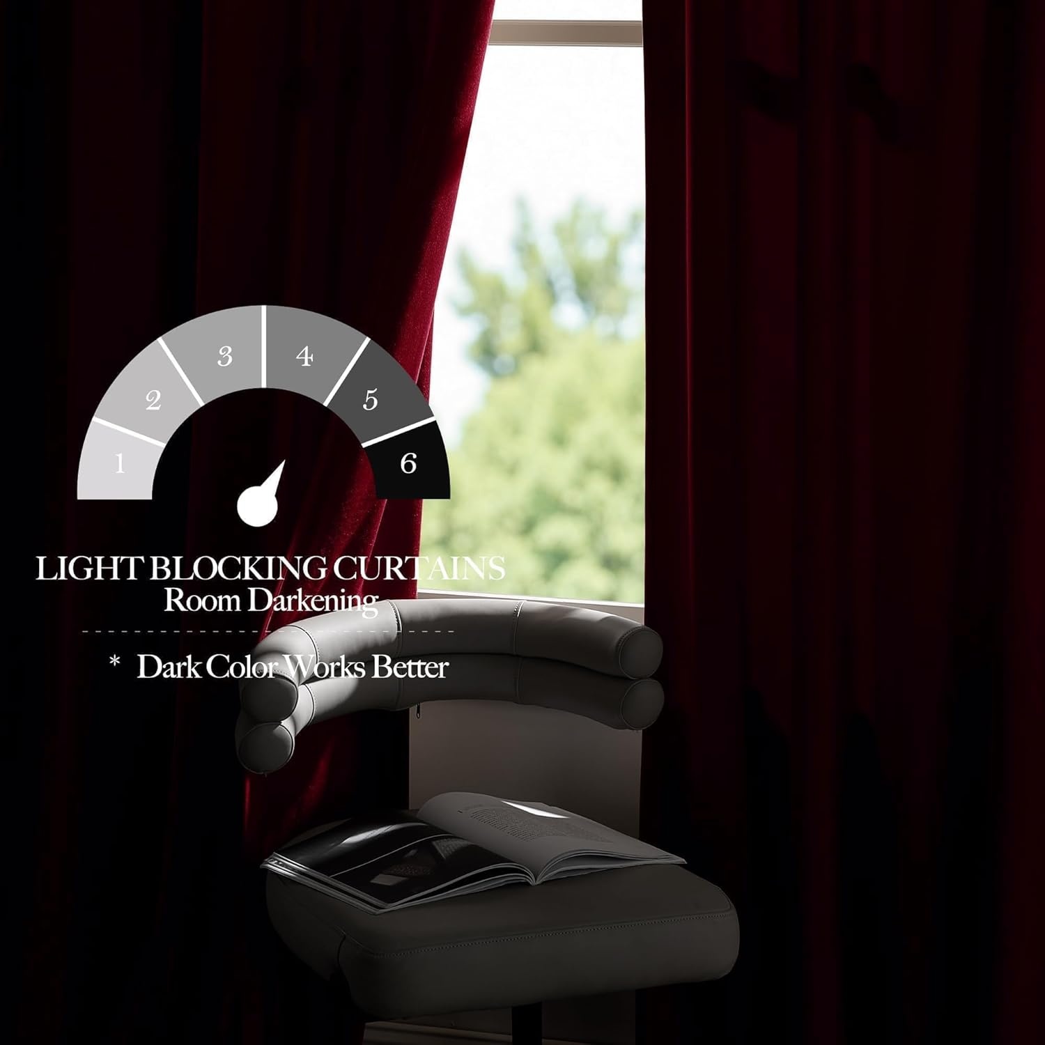 image:imageNICETOWN Black Velvet Blackout Curtains 96 inch Long 2 PanelsRed Series Red