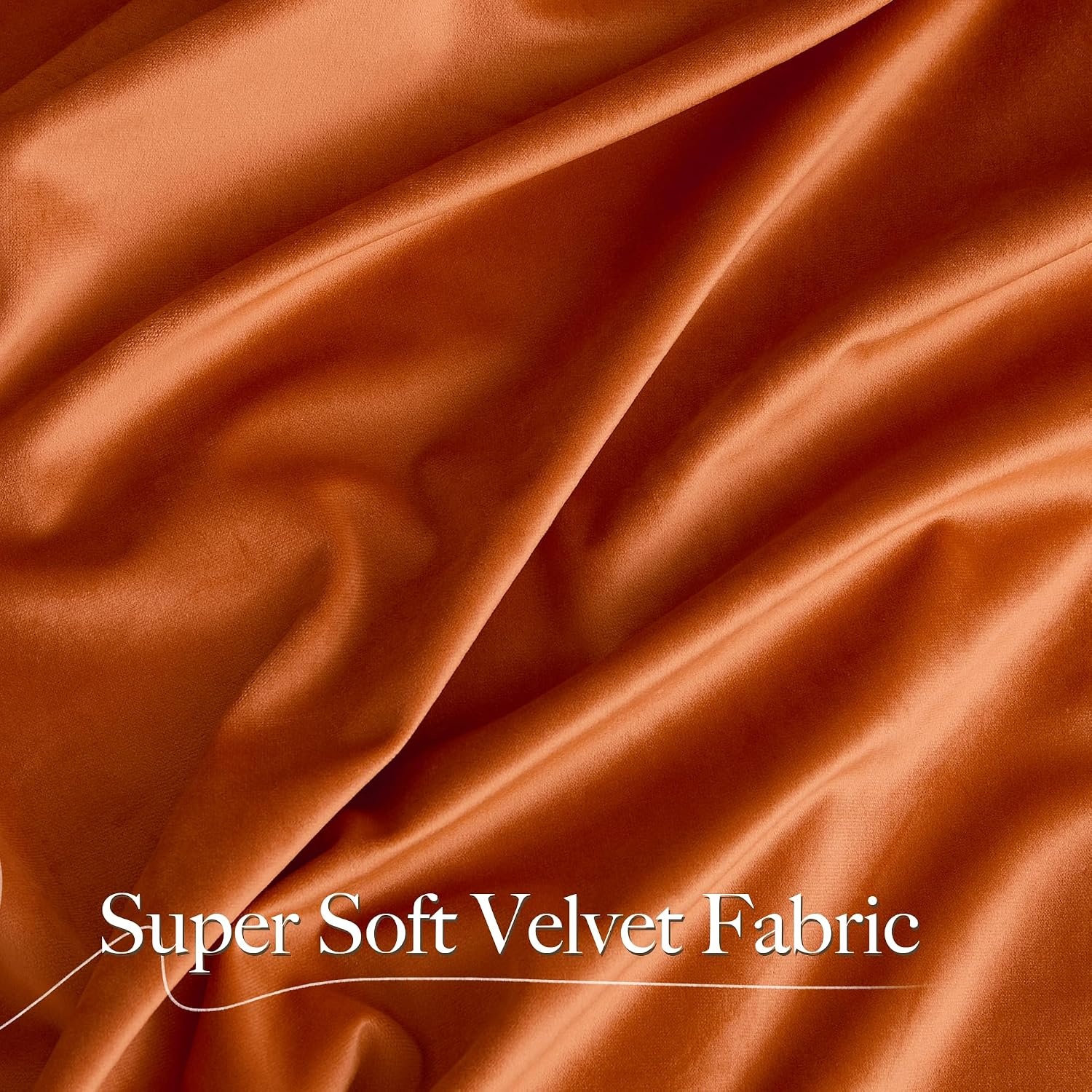 image:imageNICETOWN Black Velvet Blackout Curtains 96 inch Long 2 PanelsRed Series Red Orange
