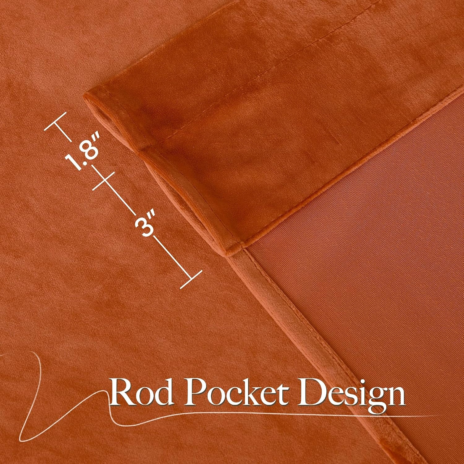 image:imageNICETOWN Black Velvet Blackout Curtains 96 inch Long 2 PanelsRed Series Red Orange