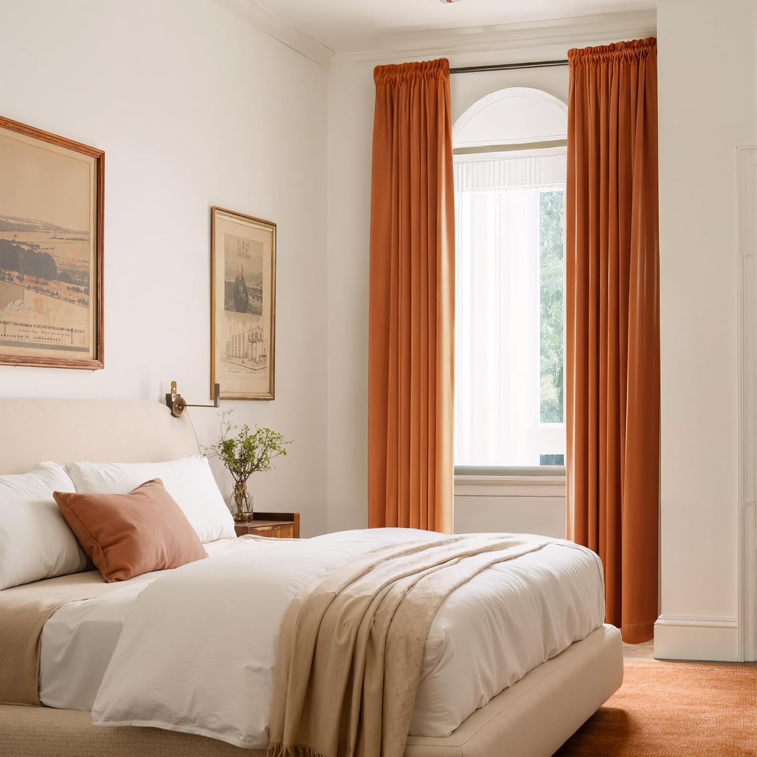 image:imageNICETOWN Black Velvet Blackout Curtains 96 inch Long 2 PanelsRed Series Red Orange