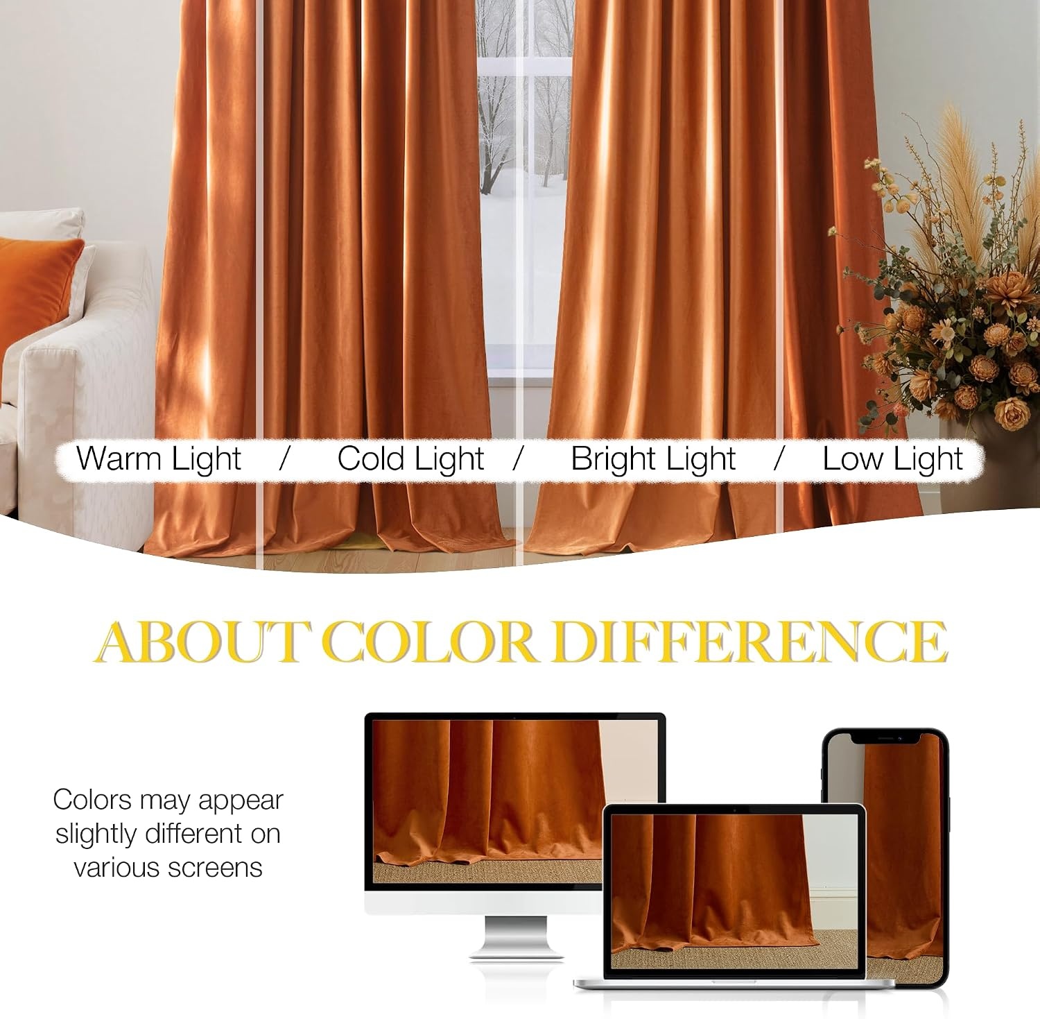 image:imageNICETOWN Black Velvet Blackout Curtains 96 inch Long 2 PanelsRed Series Red Orange