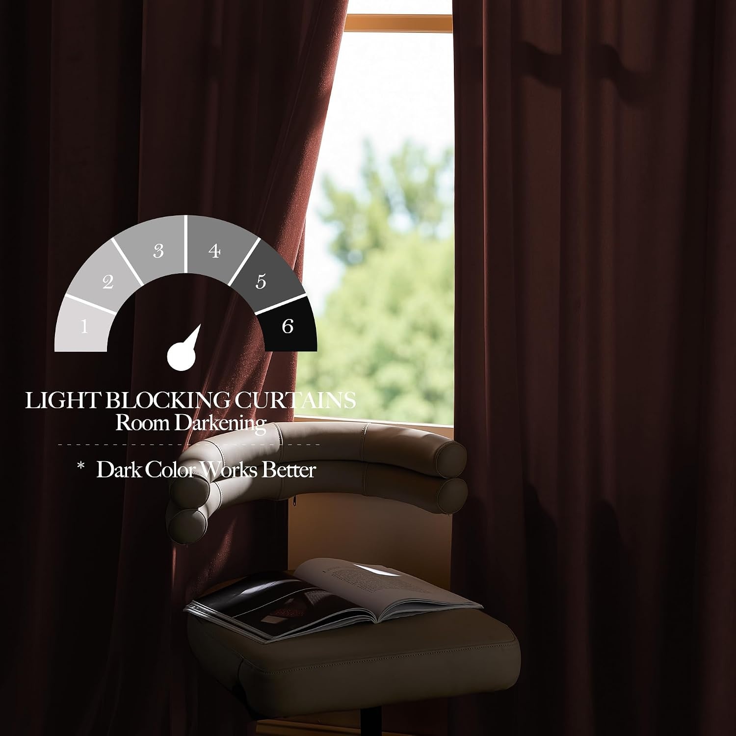 image:imageNICETOWN Black Velvet Blackout Curtains 96 inch Long 2 PanelsRed Series Rust Red