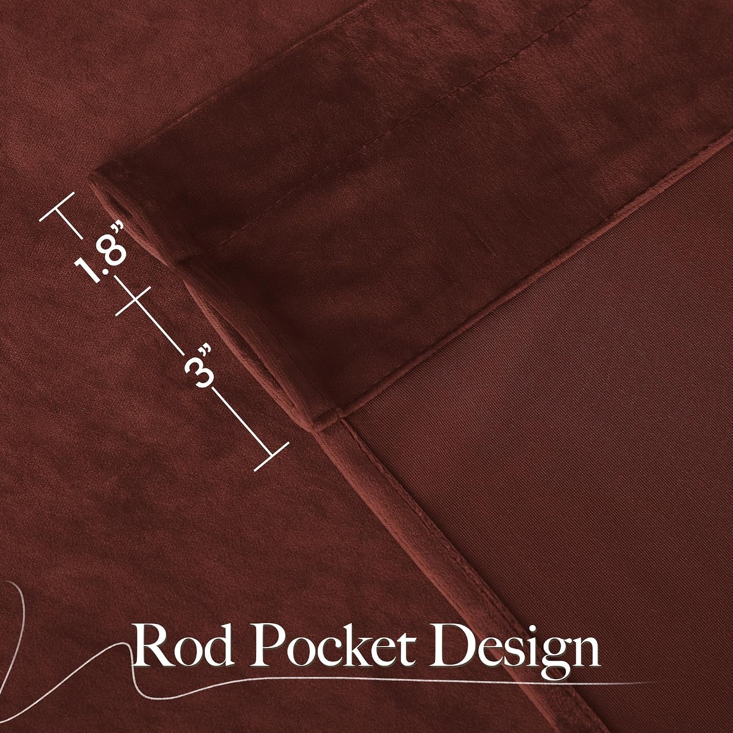 image:imageNICETOWN Black Velvet Blackout Curtains 96 inch Long 2 PanelsRed Series Rust Red