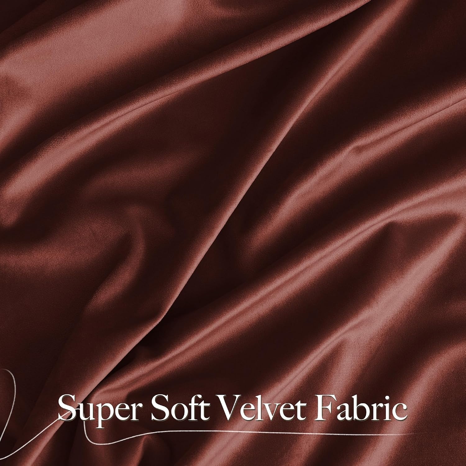 image:imageNICETOWN Black Velvet Blackout Curtains 96 inch Long 2 PanelsRed Series Rust Red
