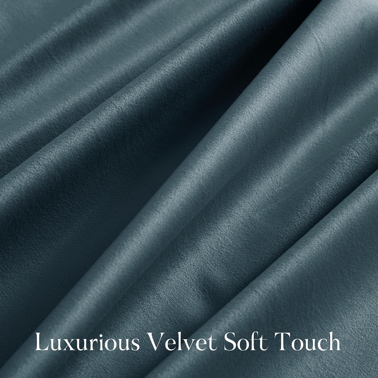 image:imageNICETOWN Black Velvet Blackout Curtains 96 inch Long 2 PanelsSlate Blue