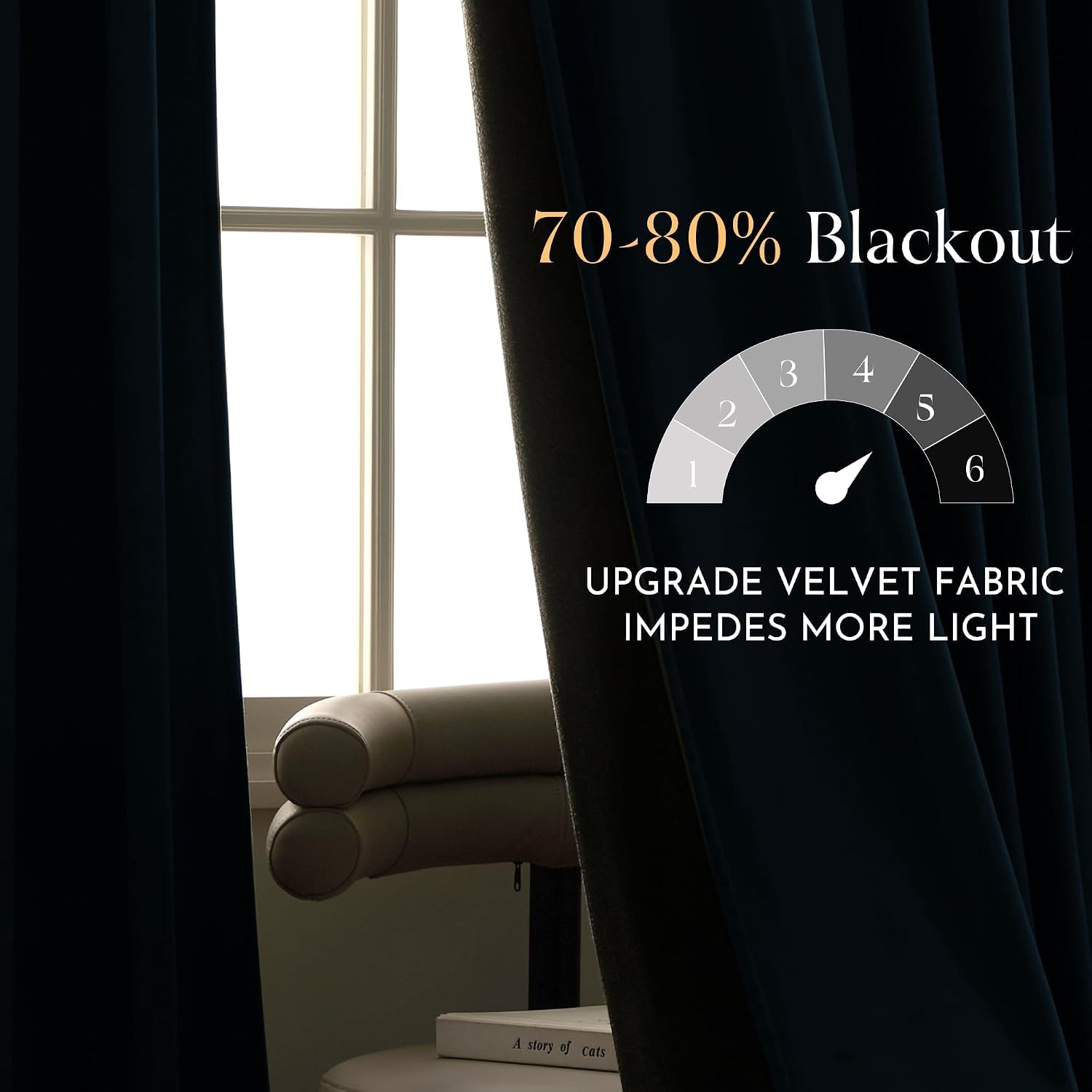 image:imageNICETOWN Black Velvet Blackout Curtains 96 inch Long 2 PanelsSlate Blue