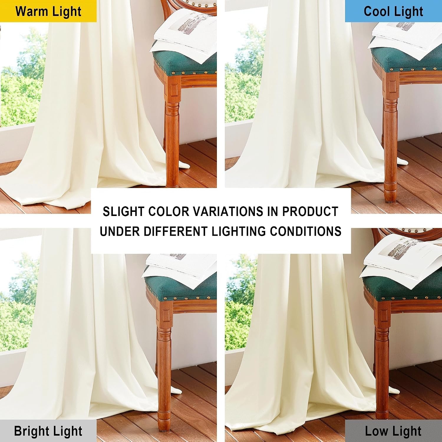 image:imageNICETOWN Black Velvet Blackout Curtains 96 inch Long 2 PanelsWhite Series Ivory White