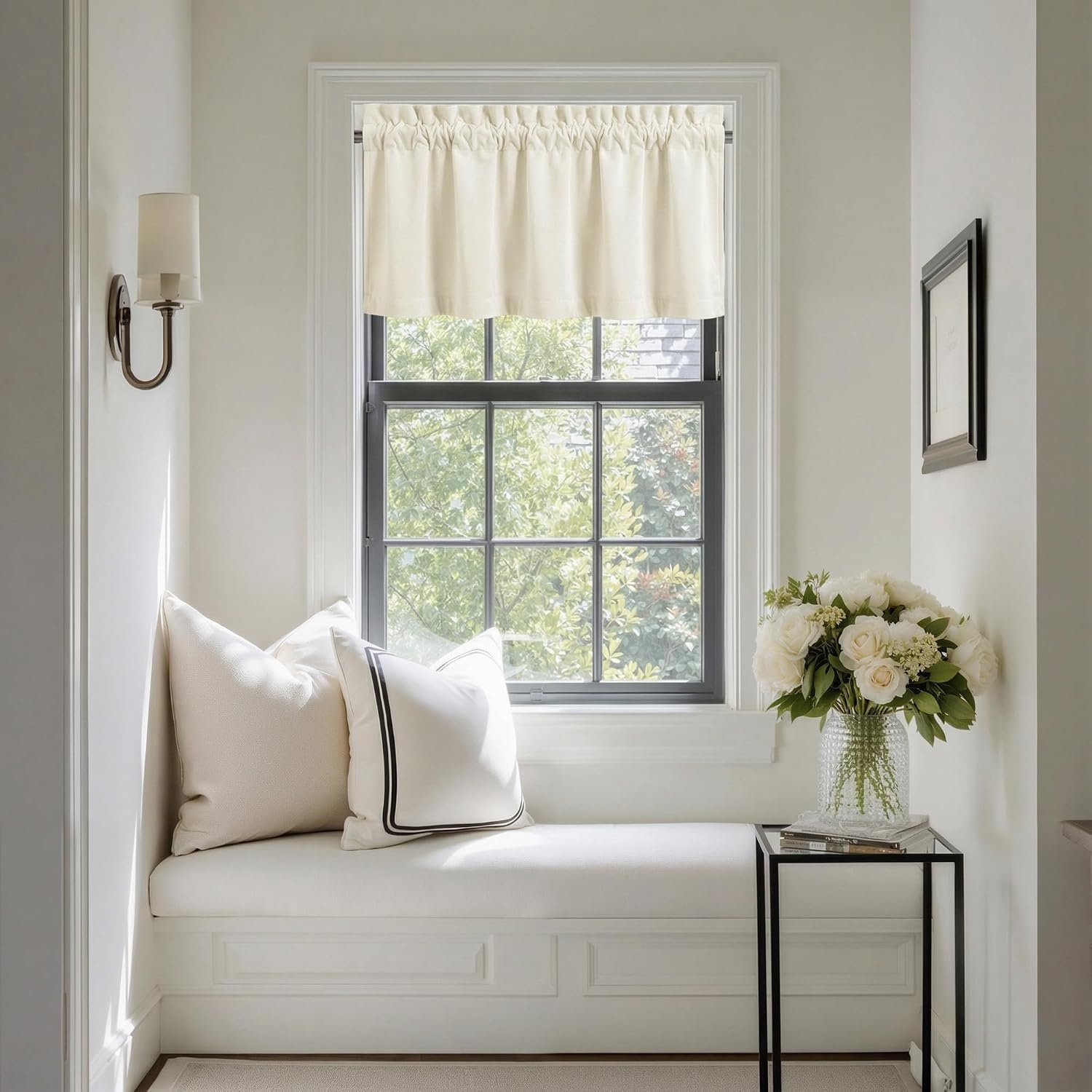 image:imageNICETOWN Black Velvet Blackout Curtains 96 inch Long 2 PanelsWhite Series Ivory White