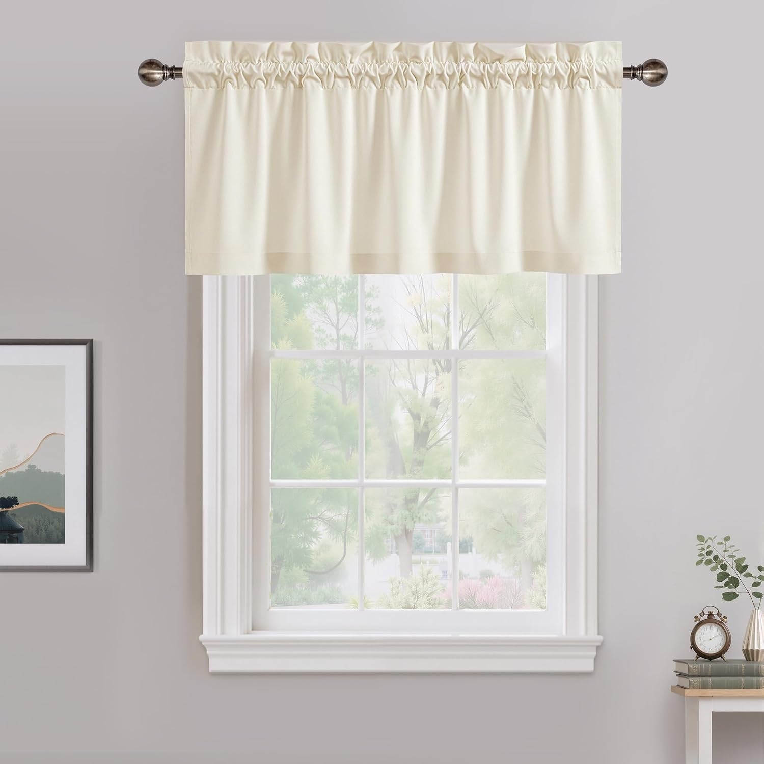 image:imageNICETOWN Black Velvet Blackout Curtains 96 inch Long 2 PanelsWhite Series Ivory White