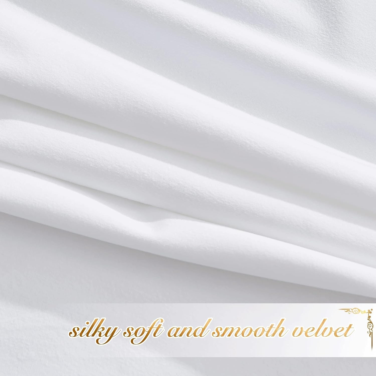 image:imageNICETOWN Black Velvet Blackout Curtains 96 inch Long 2 PanelsWhite Series Pure White