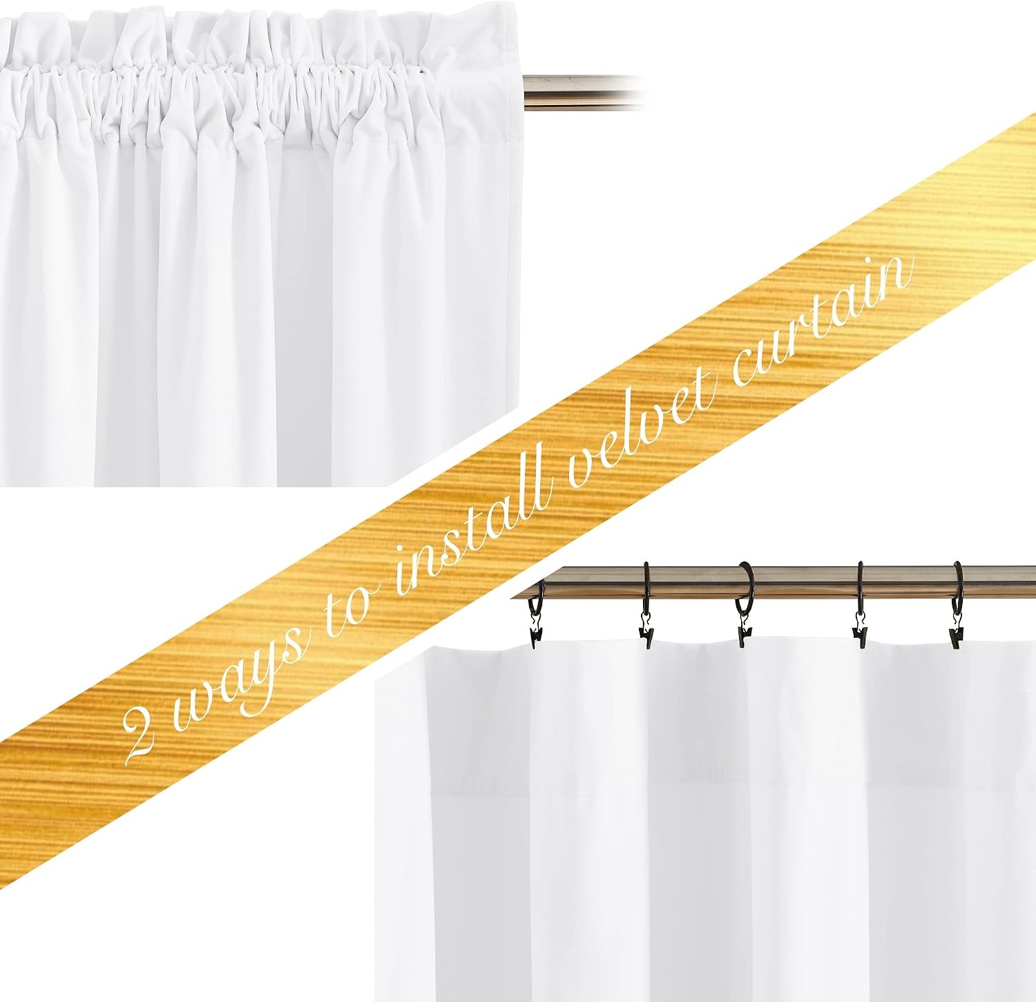 image:imageNICETOWN Black Velvet Blackout Curtains 96 inch Long 2 PanelsWhite Series Pure White