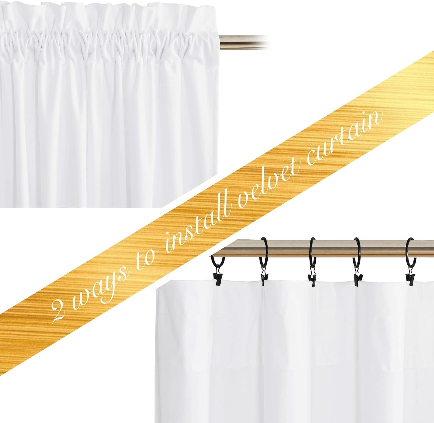 image:imageNICETOWN Black Velvet Blackout Curtains 96 inch Long 2 PanelsWhite Series Pure White